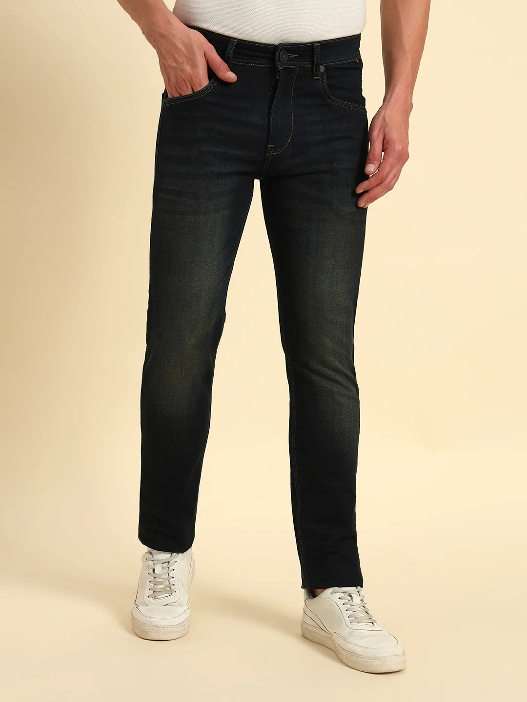 Denim Jeans for Men l Breathable & Soft with Color Fastness Ultra Narrow Fit Cotton Fabric Solid Pattern Button Closure - Image 6