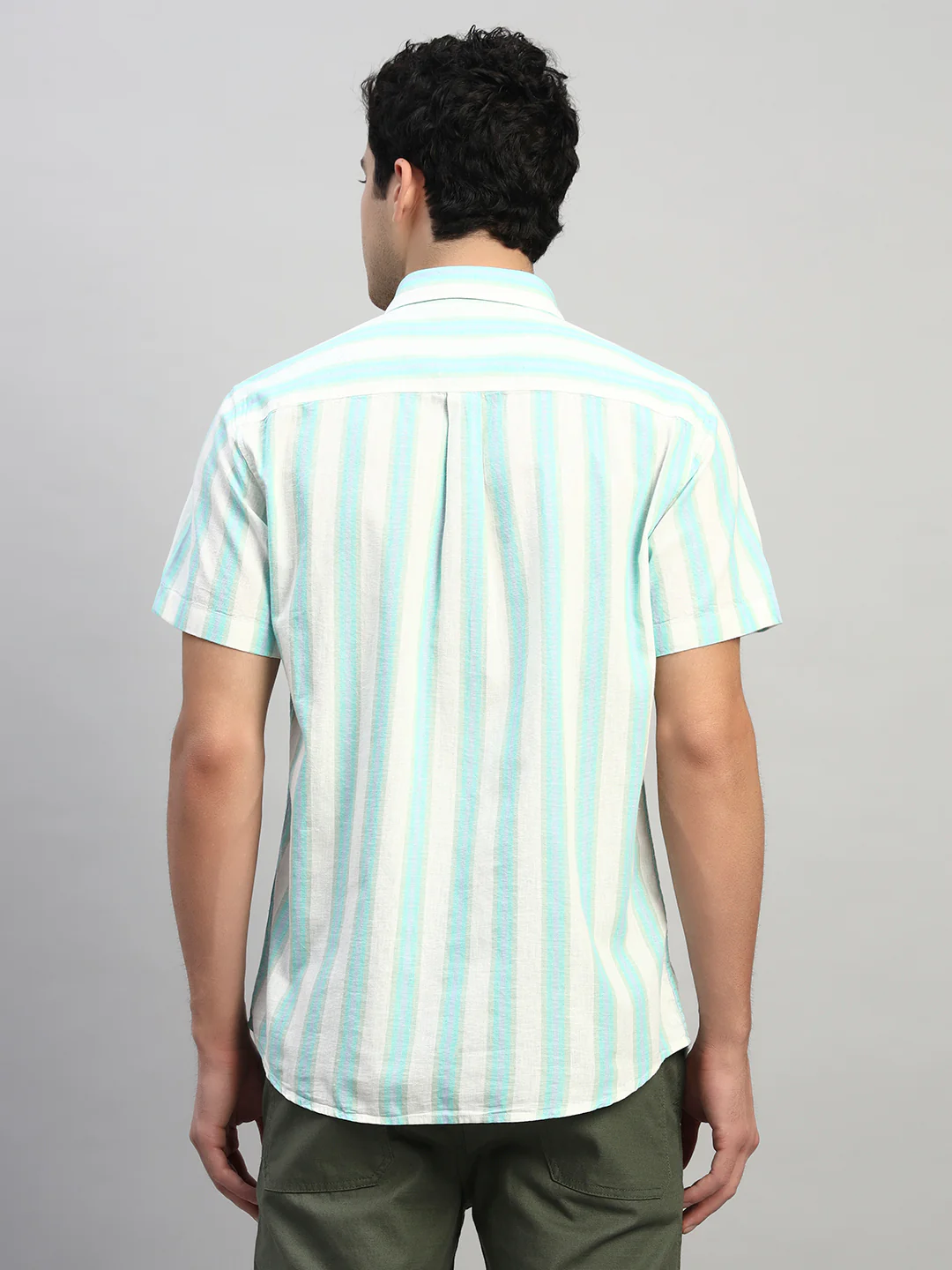 Casual Shirt for Men | Breathable & Soft with Color Fastness Regular Fit Spread Collar Neck Cotton Fabric Striped Pattern - Image 4