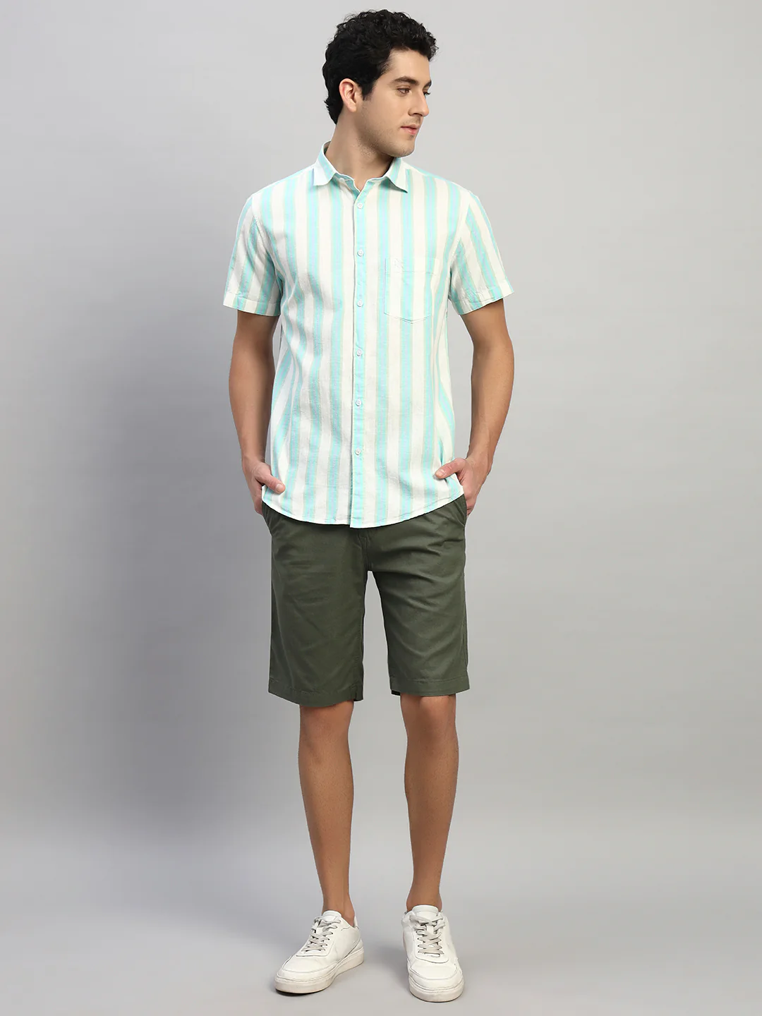 Casual Shirt for Men | Breathable & Soft with Color Fastness Regular Fit Spread Collar Neck Cotton Fabric Striped Pattern - Image 6