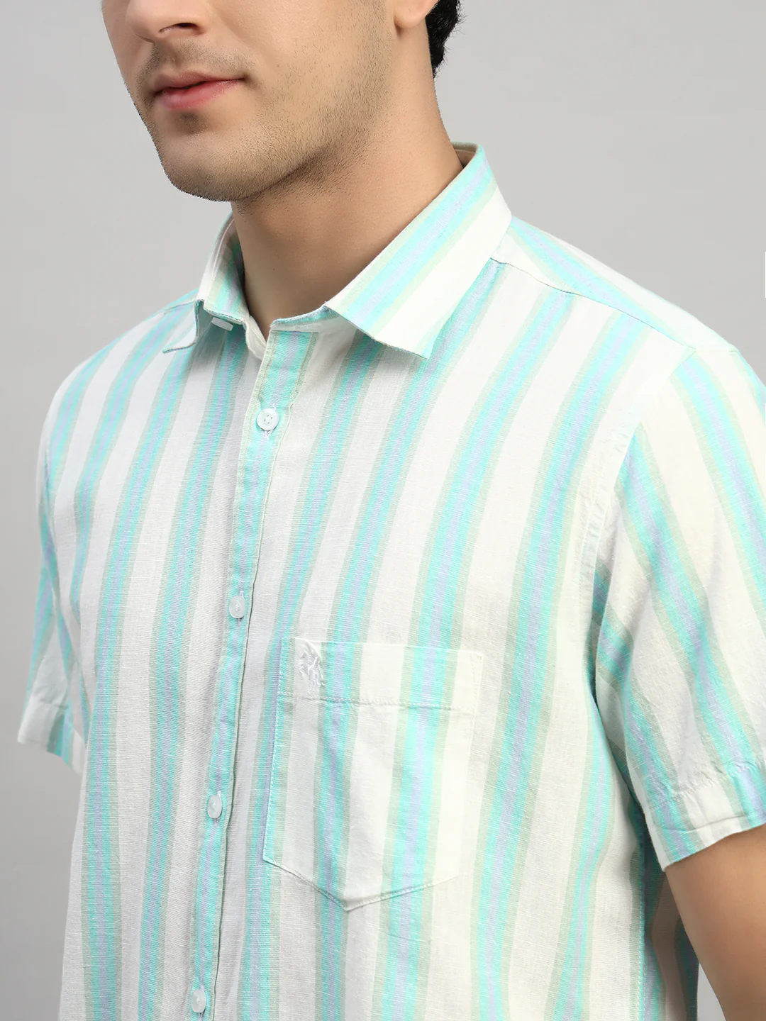 Casual Shirt for Men | Breathable & Soft with Color Fastness Regular Fit Spread Collar Neck Cotton Fabric Striped Pattern - Image 7