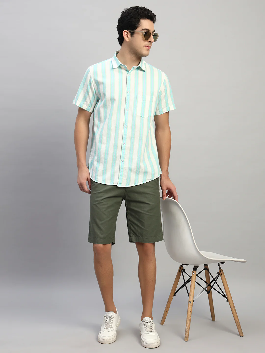 Casual Shirt for Men | Breathable & Soft with Color Fastness Regular Fit Spread Collar Neck Cotton Fabric Striped Pattern - Image 8