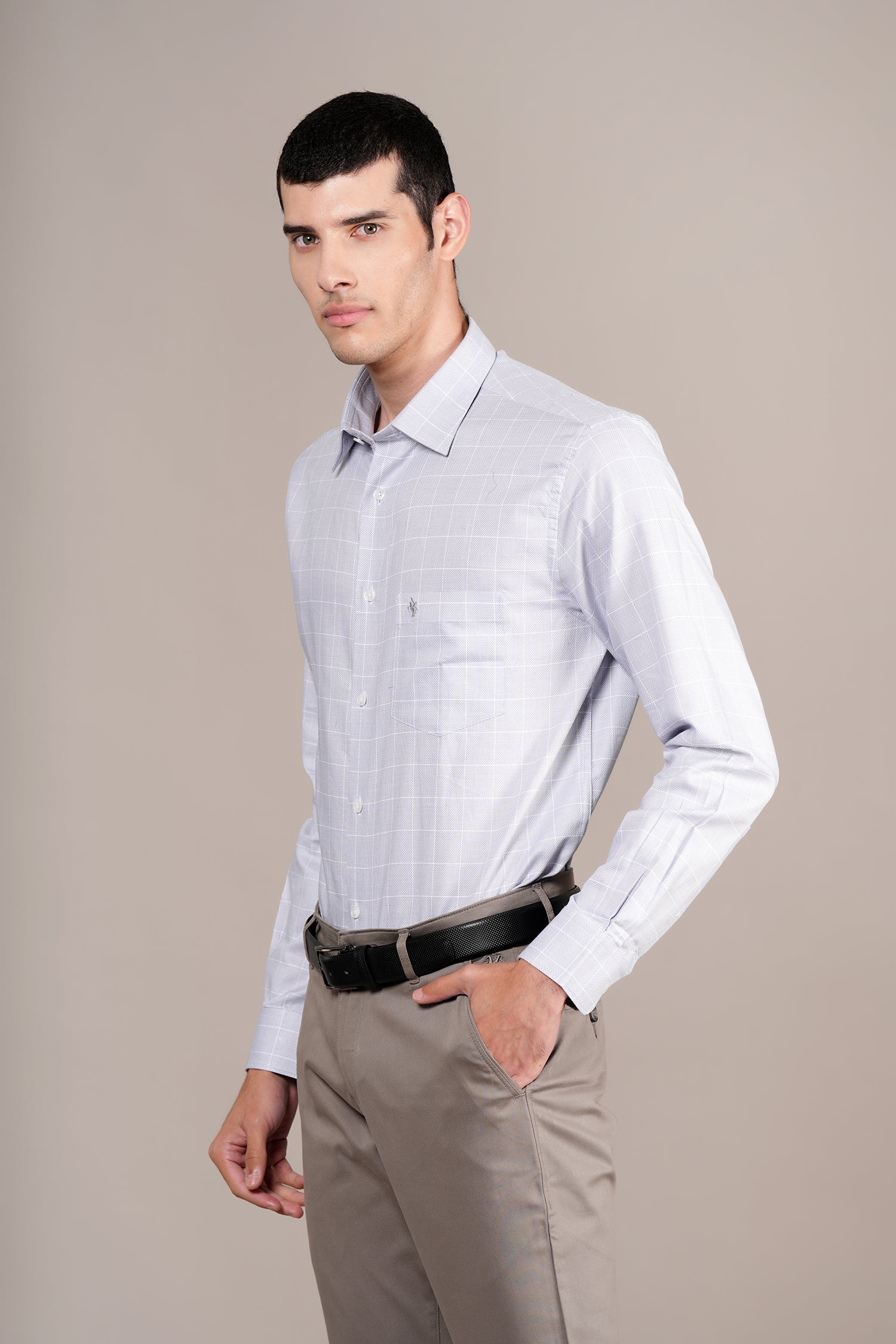 Formal Shirt for Men l Breathable & Soft with Color Fastness Regular Fit Spread Collar Neck Cotton Fabric Checkered Pattern - Image 3