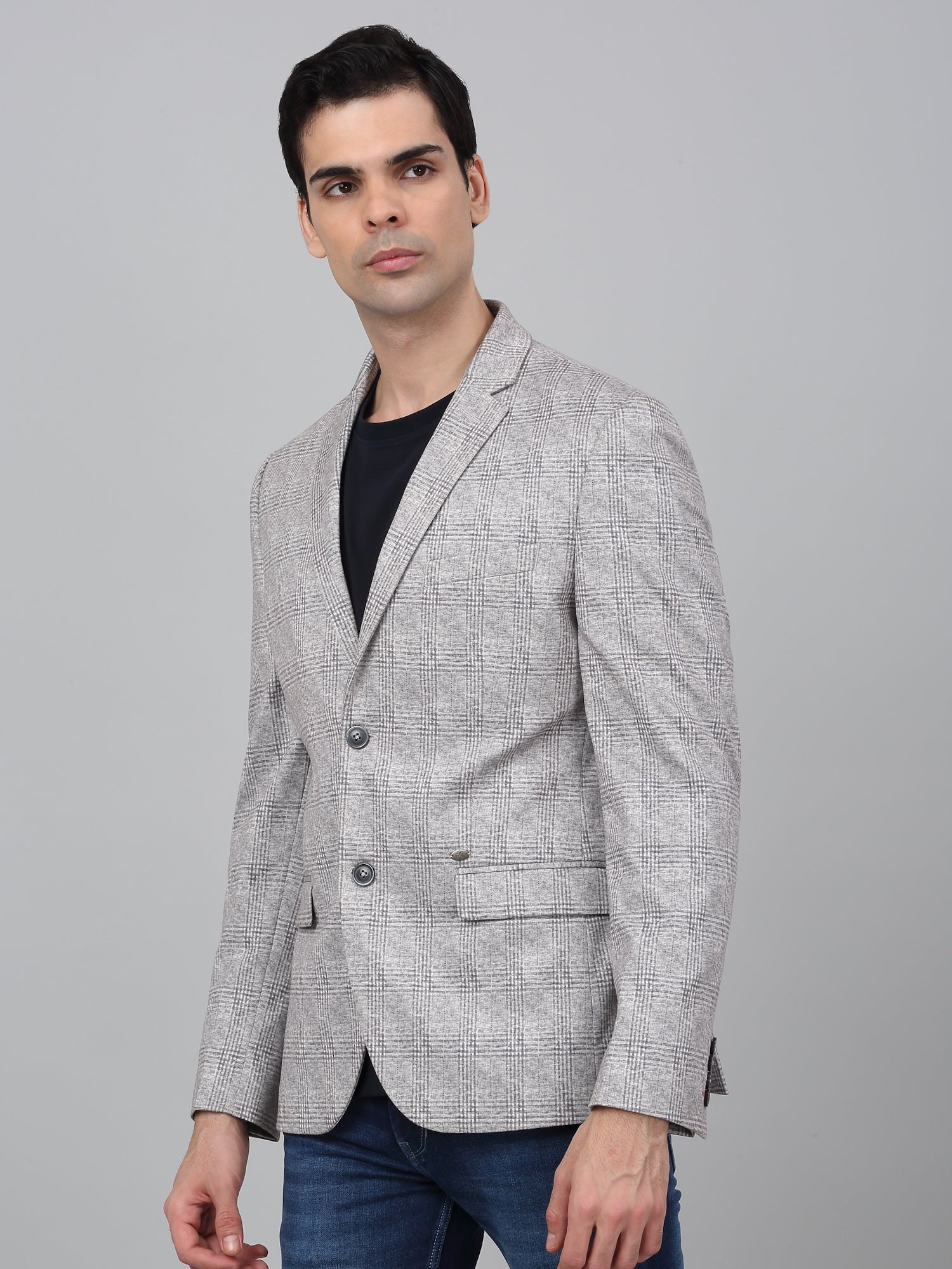 Blazer for Men | Premium Casual Blazer Slim Fit Notched Collar Poly Viscose Fabric Checkered Pattern - Image 3
