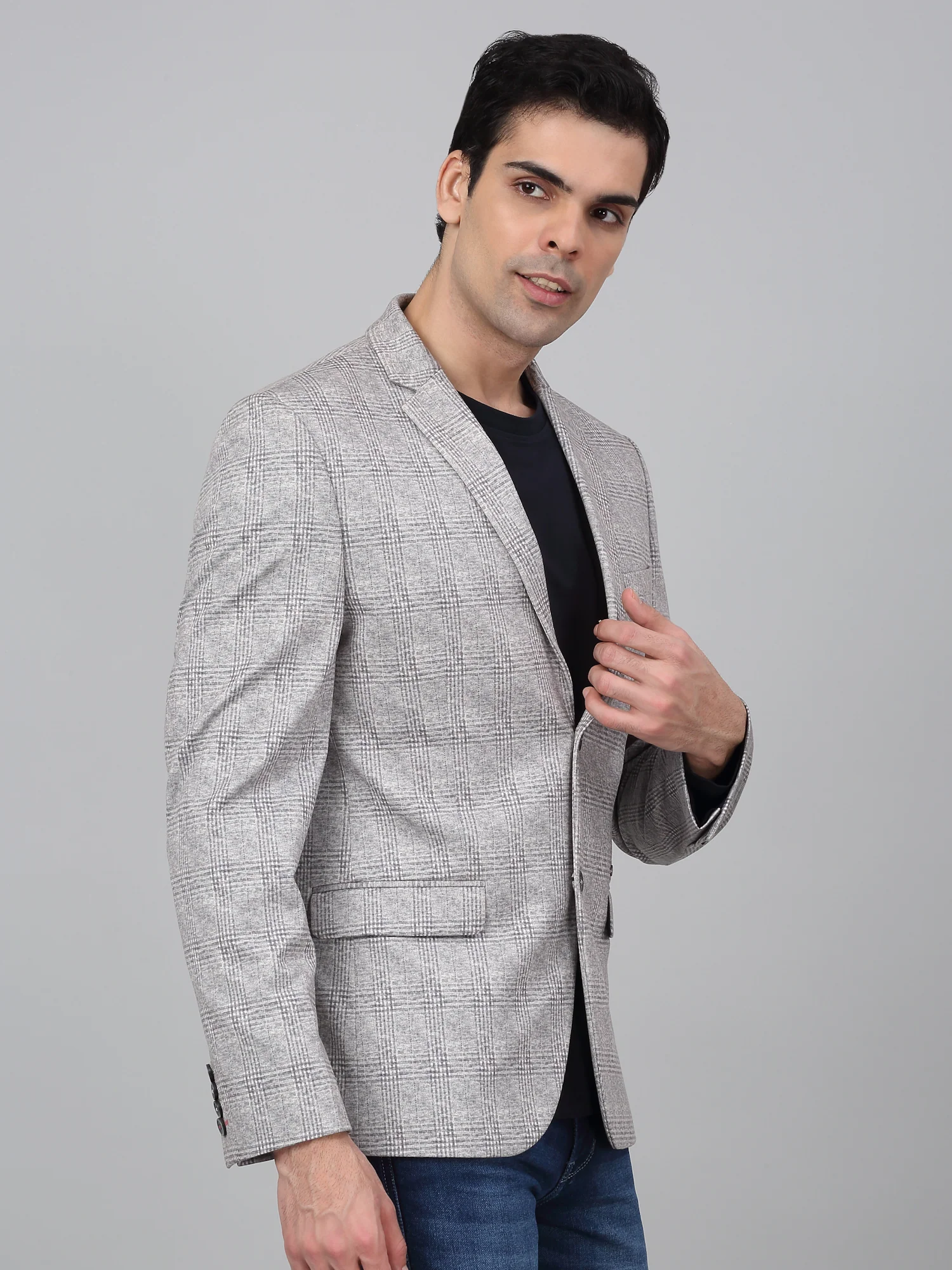 Blazer for Men | Premium Casual Blazer Slim Fit Notched Collar Poly Viscose Fabric Checkered Pattern - Image 4