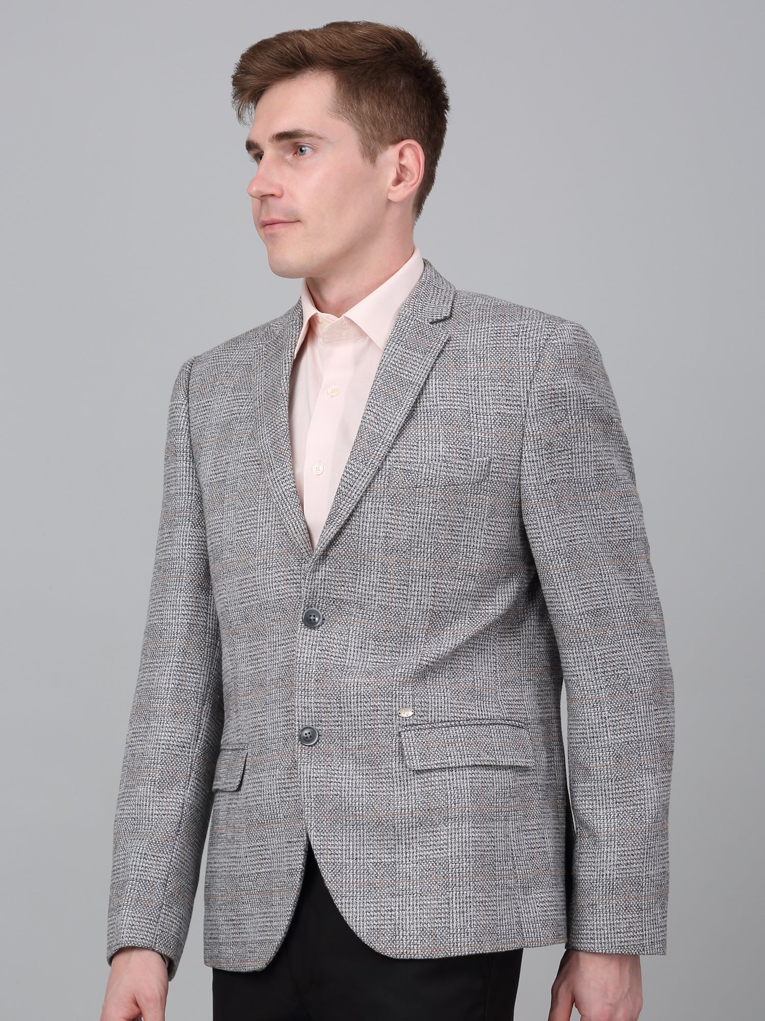Blazer for Men | Premium Formal Blazer Slim Fit Notched Collar Terry Rayon Fabric Checkered Pattern - Image 3