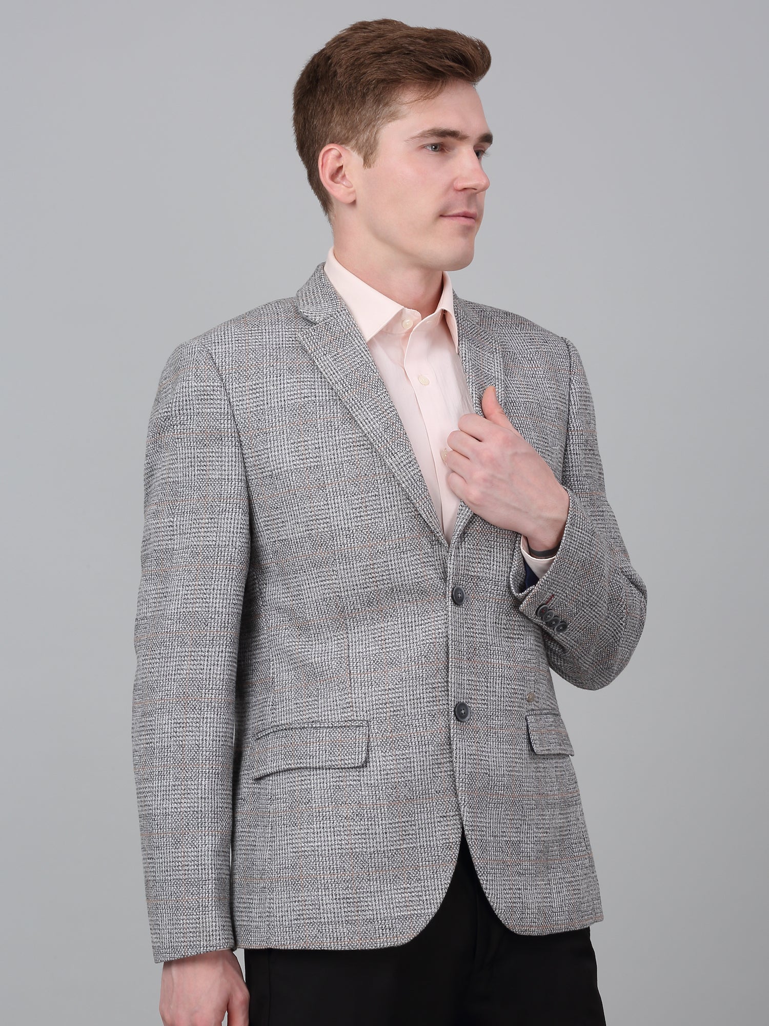 Blazer for Men | Premium Formal Blazer Slim Fit Notched Collar Terry Rayon Fabric Checkered Pattern - Image 4