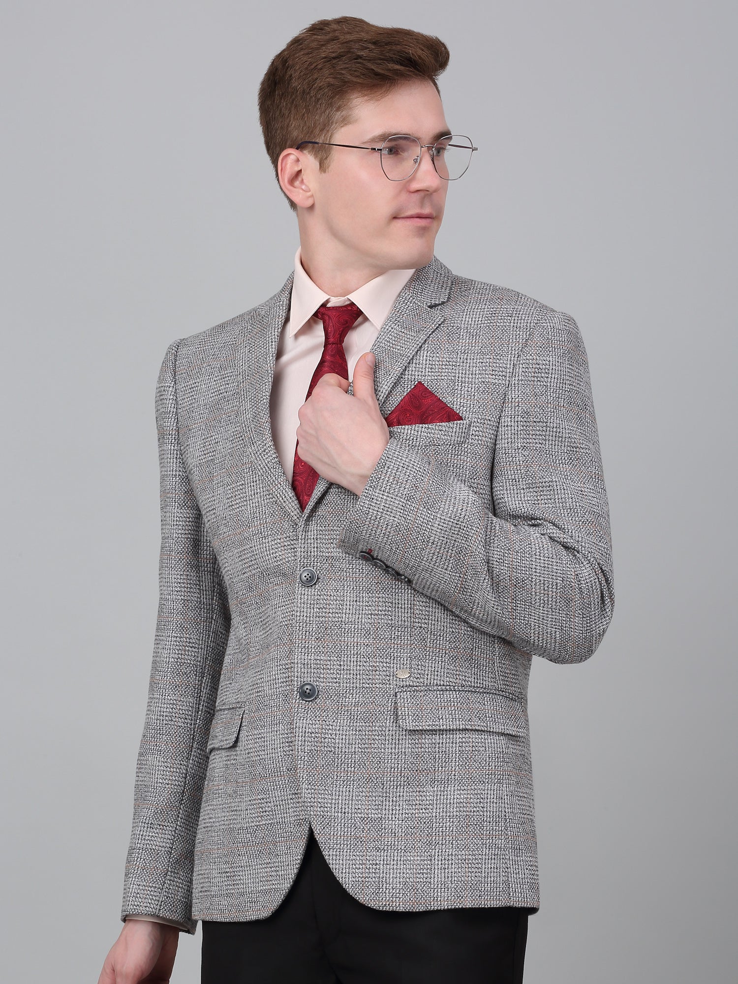 Blazer for Men | Premium Formal Blazer Slim Fit Notched Collar Terry Rayon Fabric Checkered Pattern - Image 5