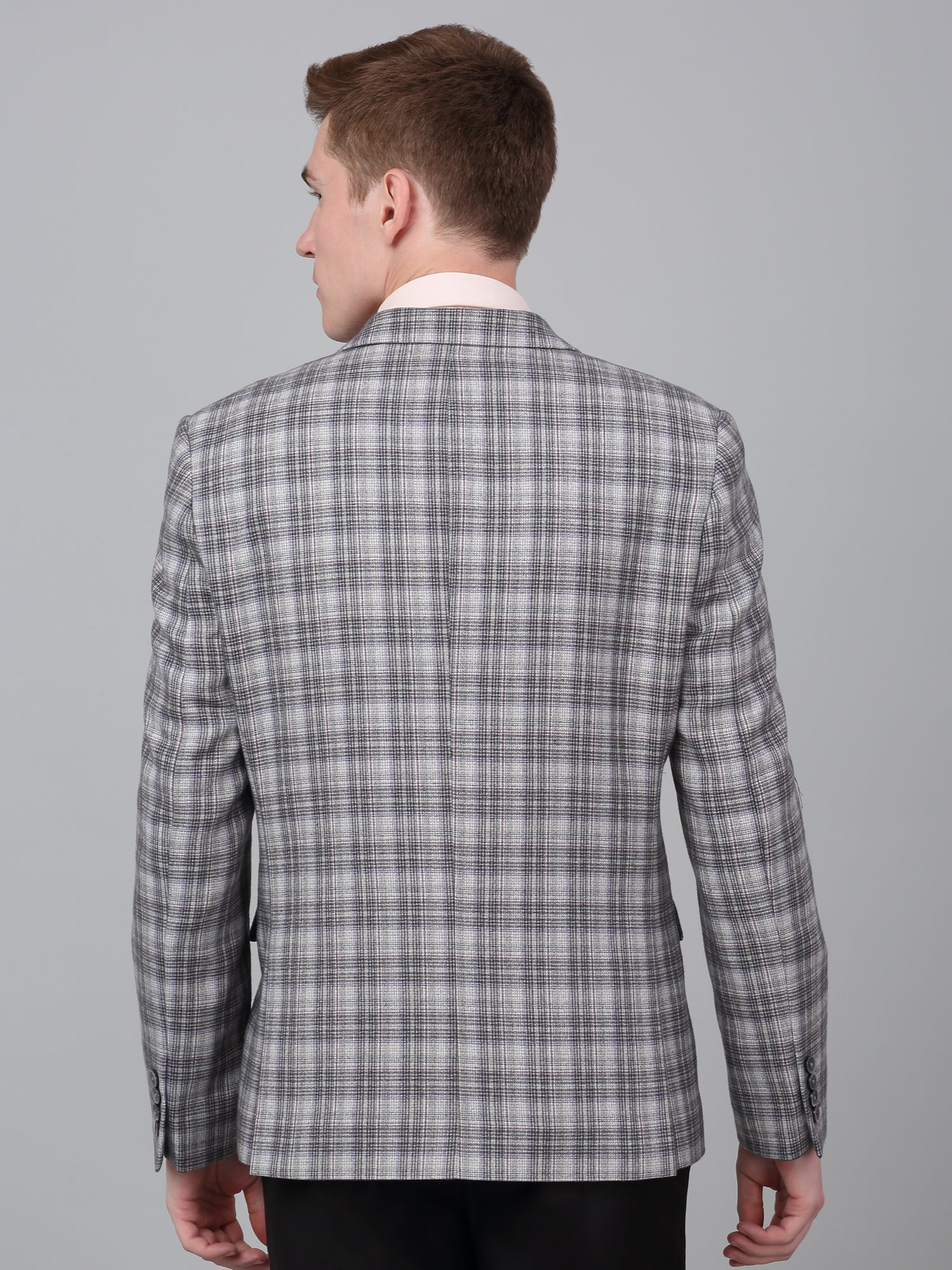 Men’s Grey Check Notch Lapel Formal Blazer | Cantabil - Image 5