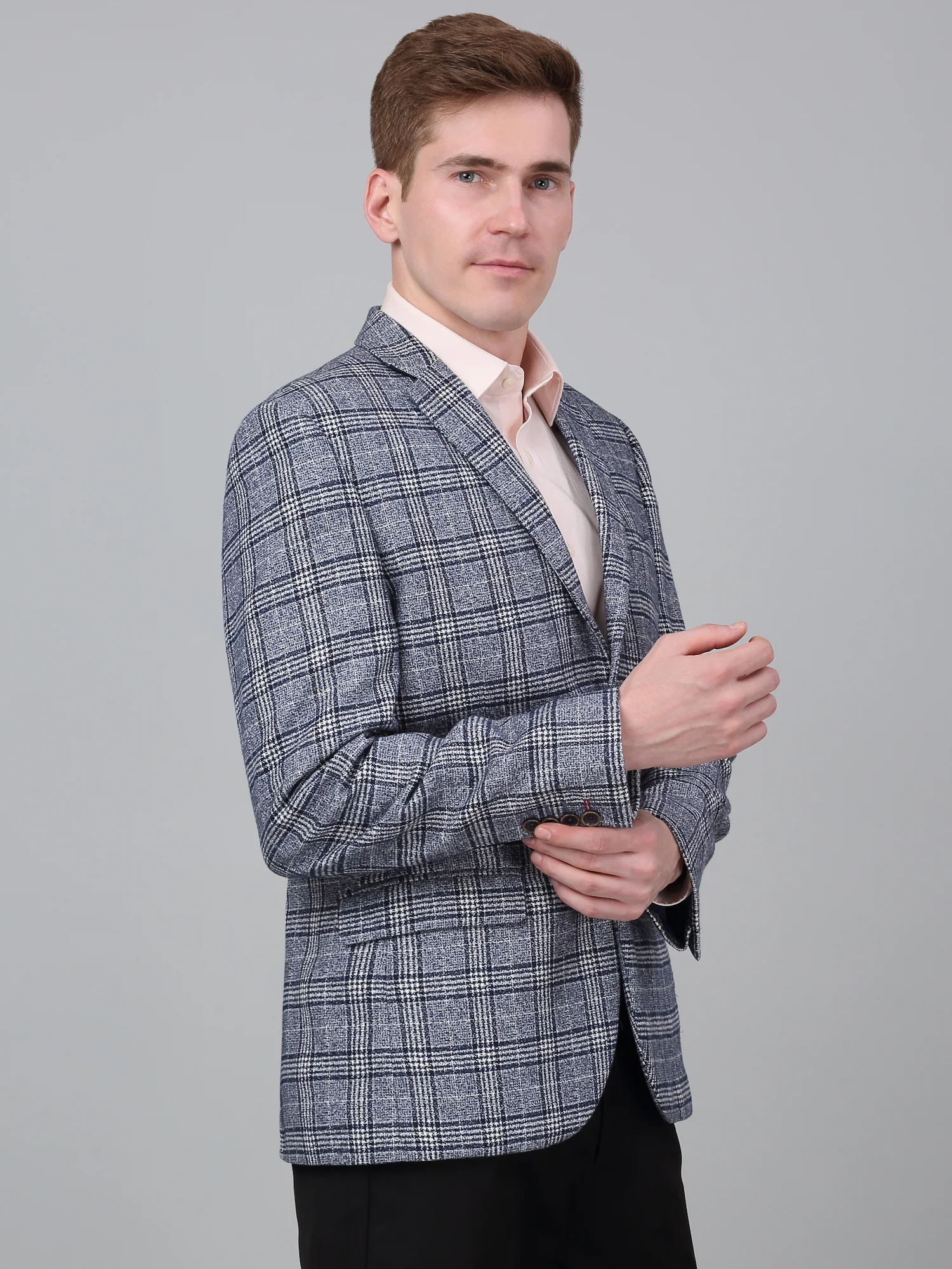 Blazer for Men | Premium Formal Blazer Slim Fit Notched Collar Wool Blend Fabric Checkered Pattern - Image 4