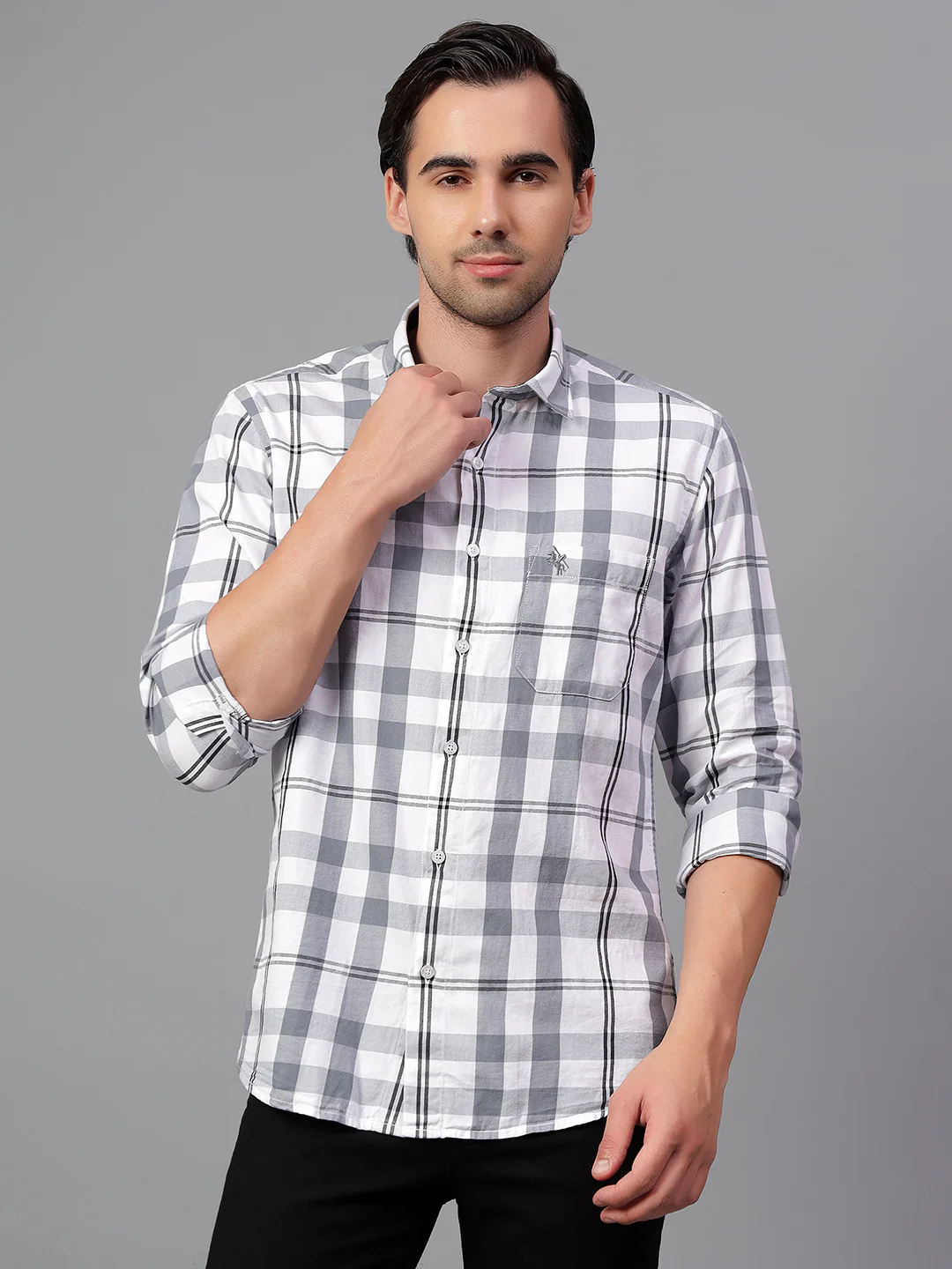 Casual Shirt for Men | Breathable & Soft with Color Fastness Regular Fit Spread Collar Neck Cotton Fabric Checkered Pattern - Image 2
