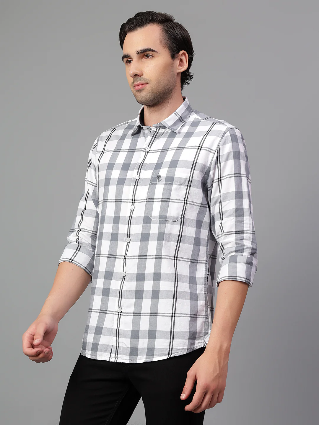 Casual Shirt for Men | Breathable & Soft with Color Fastness Regular Fit Spread Collar Neck Cotton Fabric Checkered Pattern - Image 3
