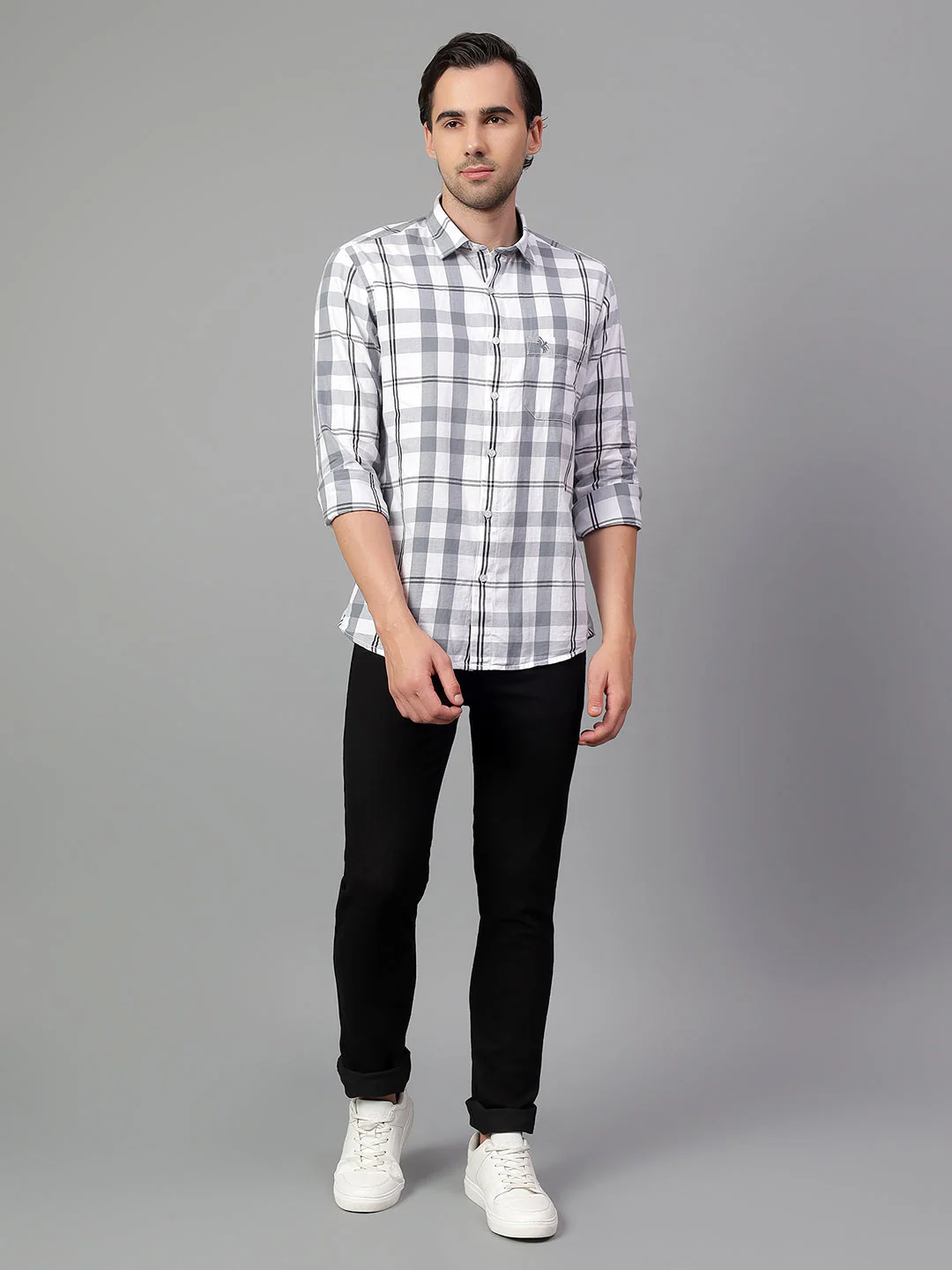 Casual Shirt for Men | Breathable & Soft with Color Fastness Regular Fit Spread Collar Neck Cotton Fabric Checkered Pattern - Image 5
