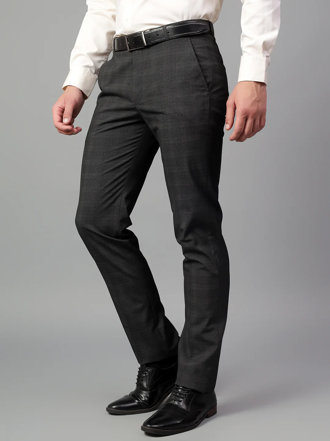 Formal Trouser for Men | Breathable & Soft with Color Fastness Regular Fit Poly Viscose Fabric Checkered Pattern Hook & Eye Closure - Image 3