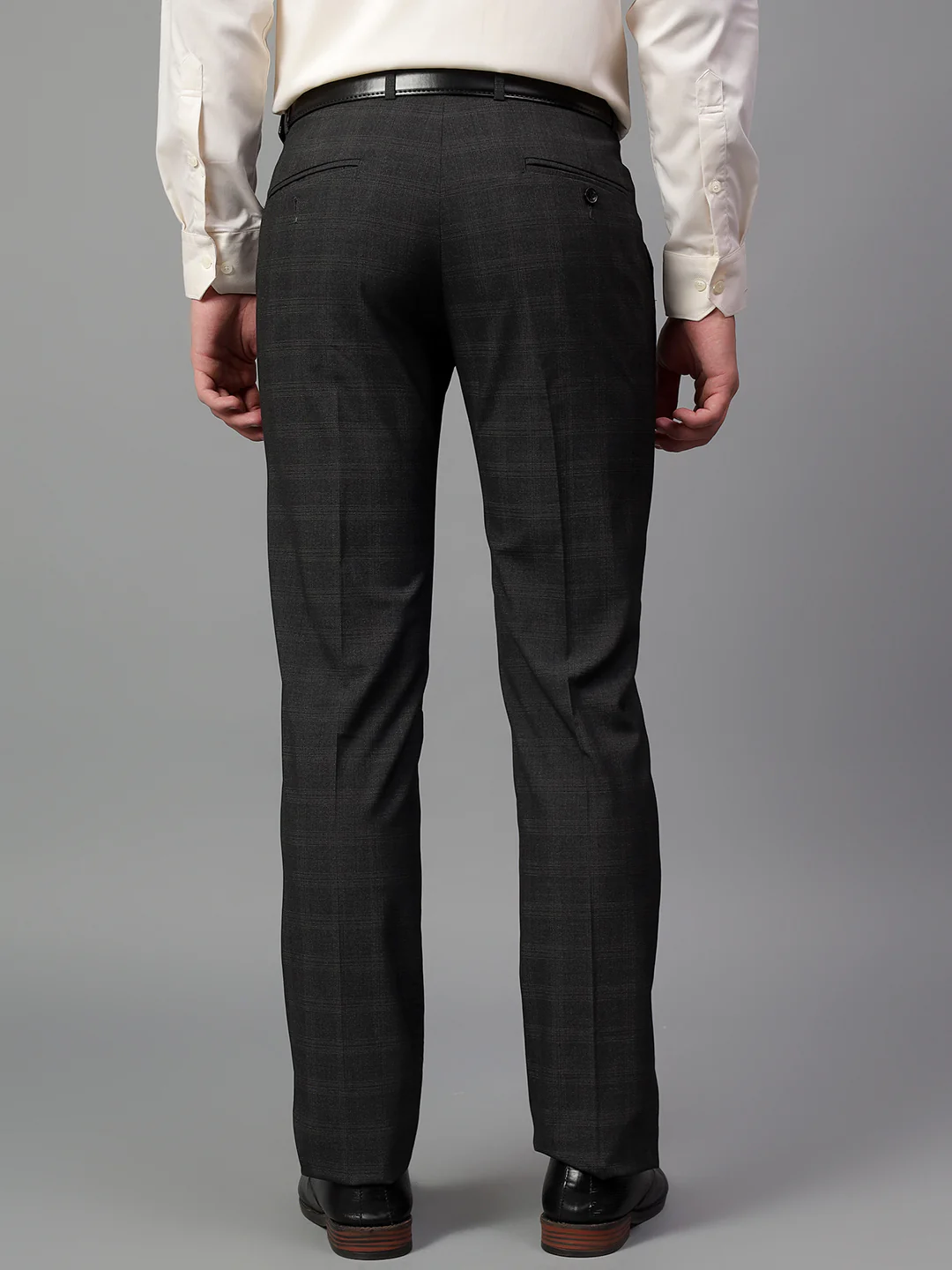 Formal Trouser for Men | Breathable & Soft with Color Fastness Regular Fit Poly Viscose Fabric Checkered Pattern Hook & Eye Closure - Image 5