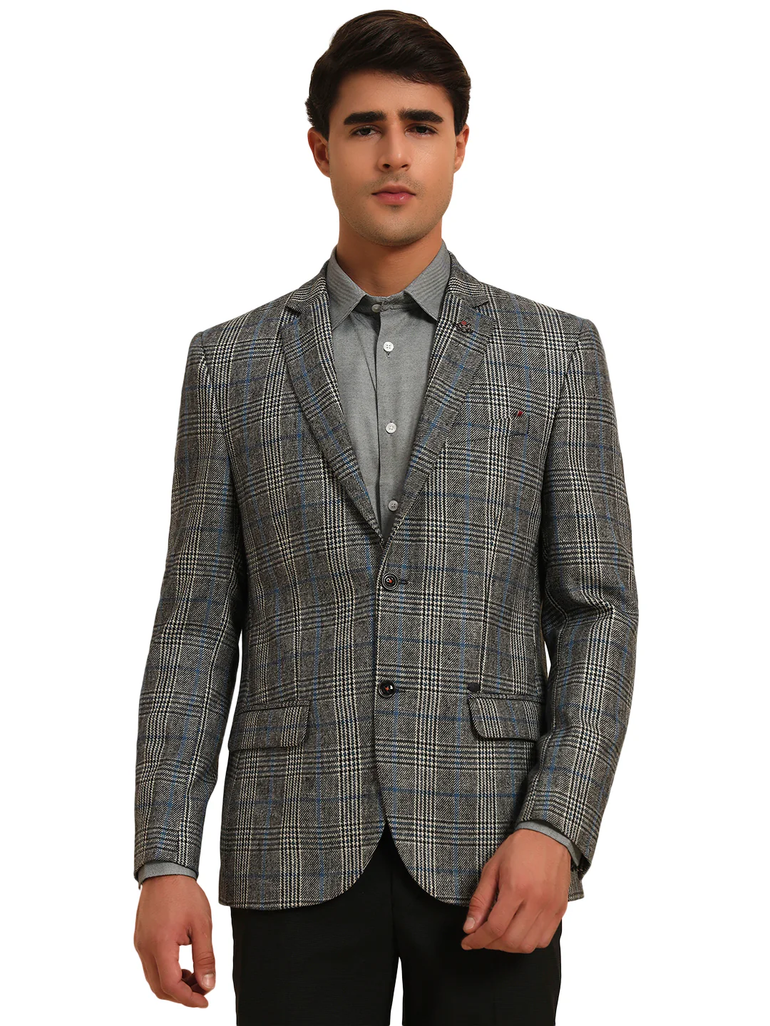 Blazer for Men | Premium Formal Blazer Slim Fit Notched Collar Tweed Fabric Checkered Pattern - Image 3