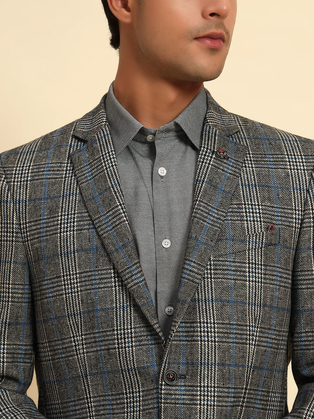 Blazer for Men | Premium Formal Blazer Slim Fit Notched Collar Tweed Fabric Checkered Pattern - Image 8