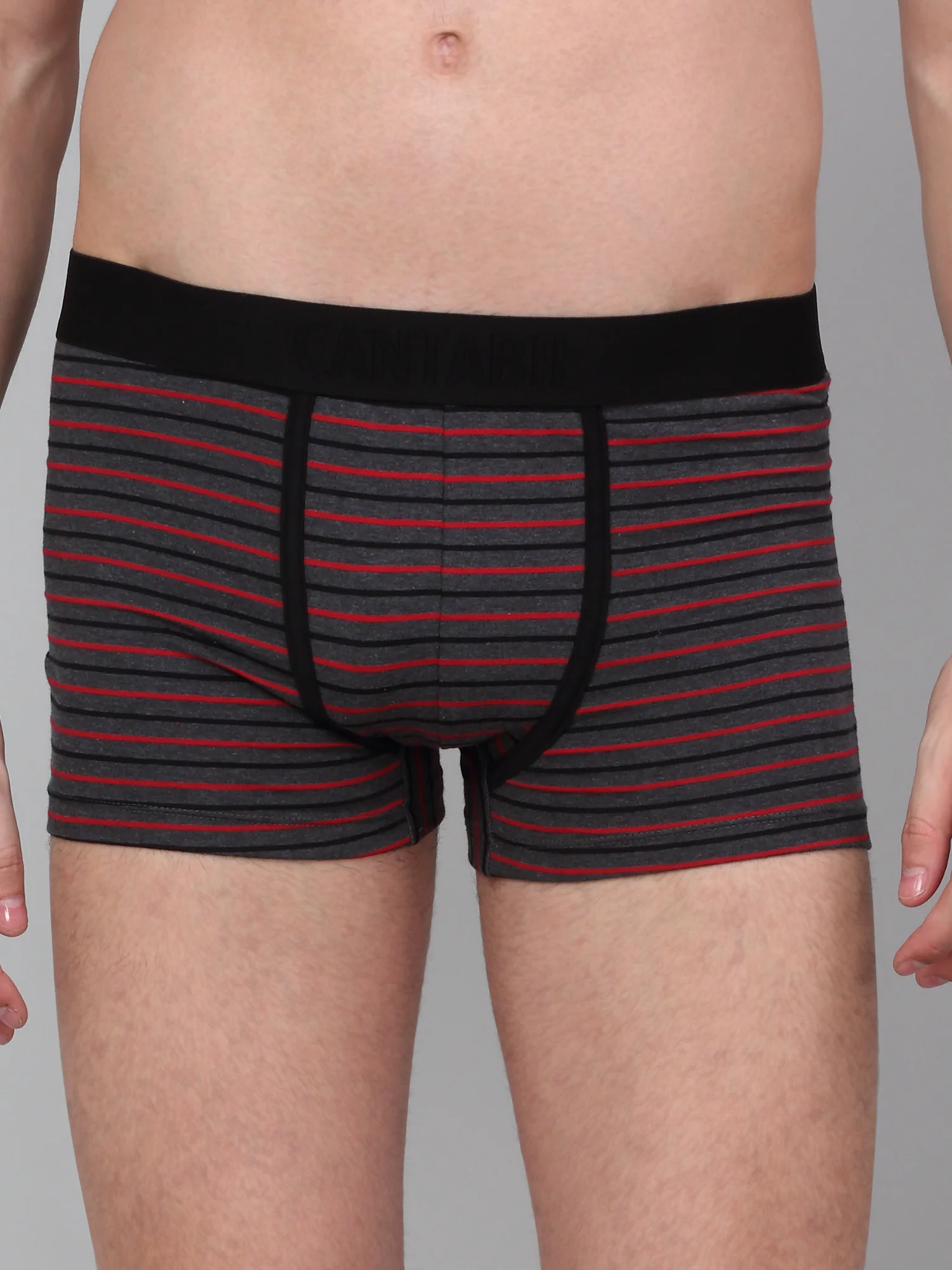 Men's Grey Pack of 2 Striped Cotton Stretch Briefs - Image 3