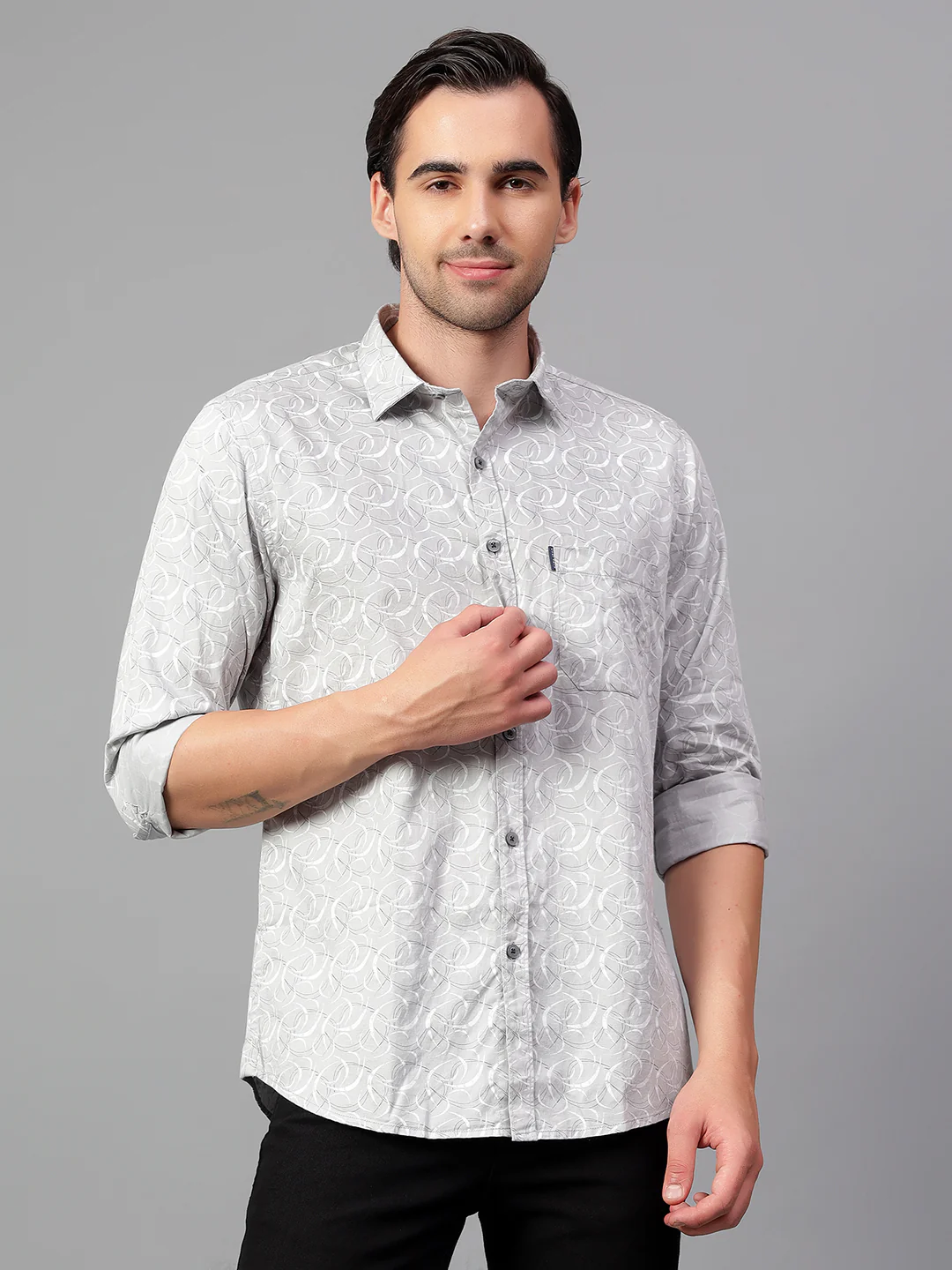 Casual Shirt for Men | Breathable & Soft with Color Fastness Regular Fit Spread Collar Neck Cotton Fabric Printed Pattern - Image 2