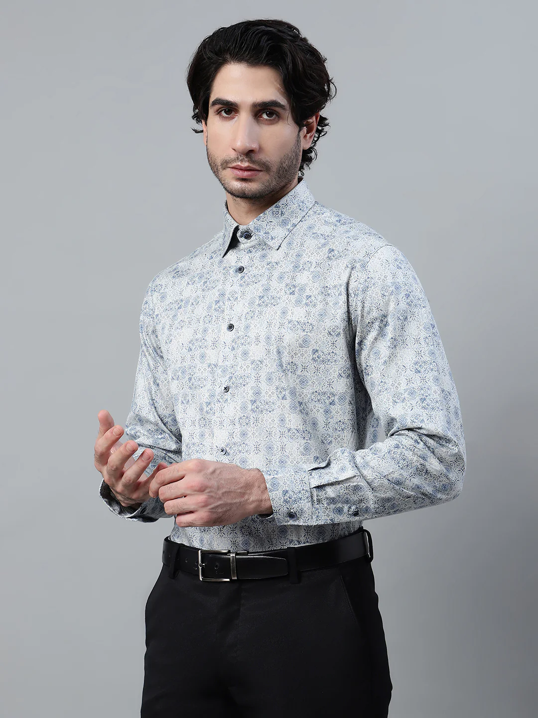 Formal Shirt for Men l Breathable & Soft with Color Fastness Regular Fit Spread Collar Neck Cotton Fabric Printed Pattern - Image 3