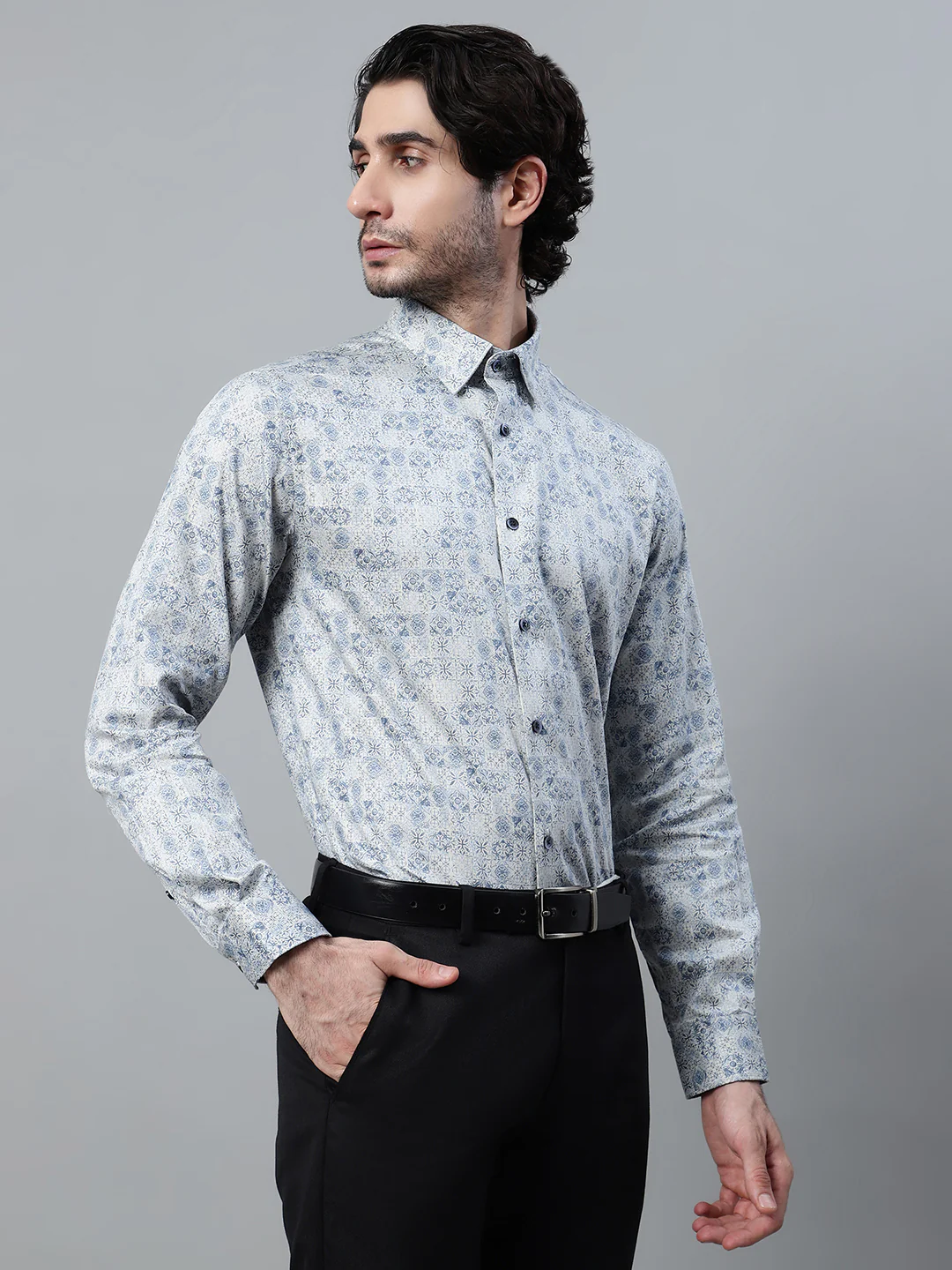 Formal Shirt for Men l Breathable & Soft with Color Fastness Regular Fit Spread Collar Neck Cotton Fabric Printed Pattern - Image 4