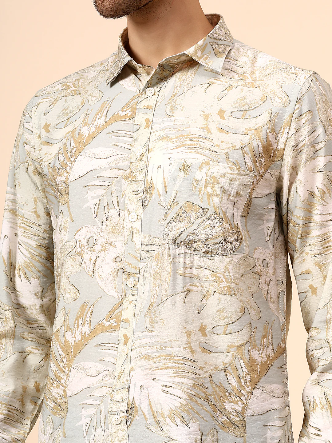 Casual Shirt for Men | Breathable & Soft with Color Fastness Regular Fit Spread Collar Neck Viscose Fabric Printed Pattern - Image 6