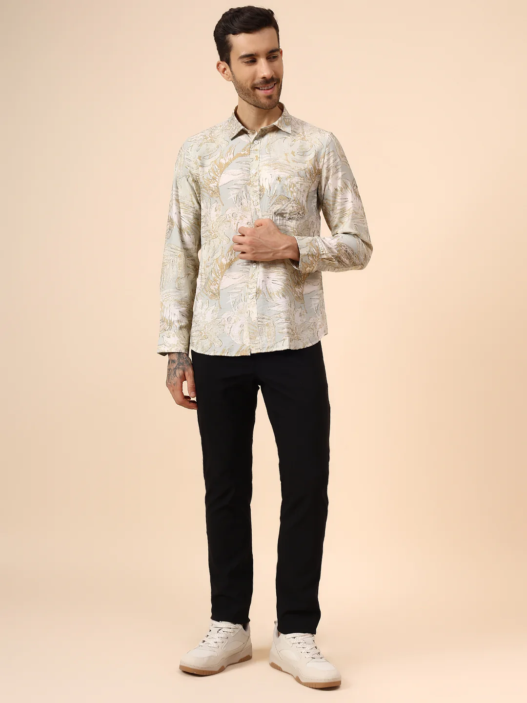 Casual Shirt for Men | Breathable & Soft with Color Fastness Regular Fit Spread Collar Neck Viscose Fabric Printed Pattern - Image 7