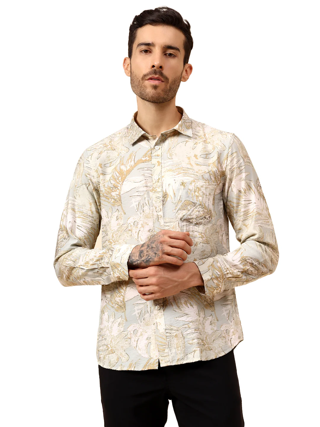 Casual Shirt for Men | Breathable & Soft with Color Fastness Regular Fit Spread Collar Neck Viscose Fabric Printed Pattern - Image 8