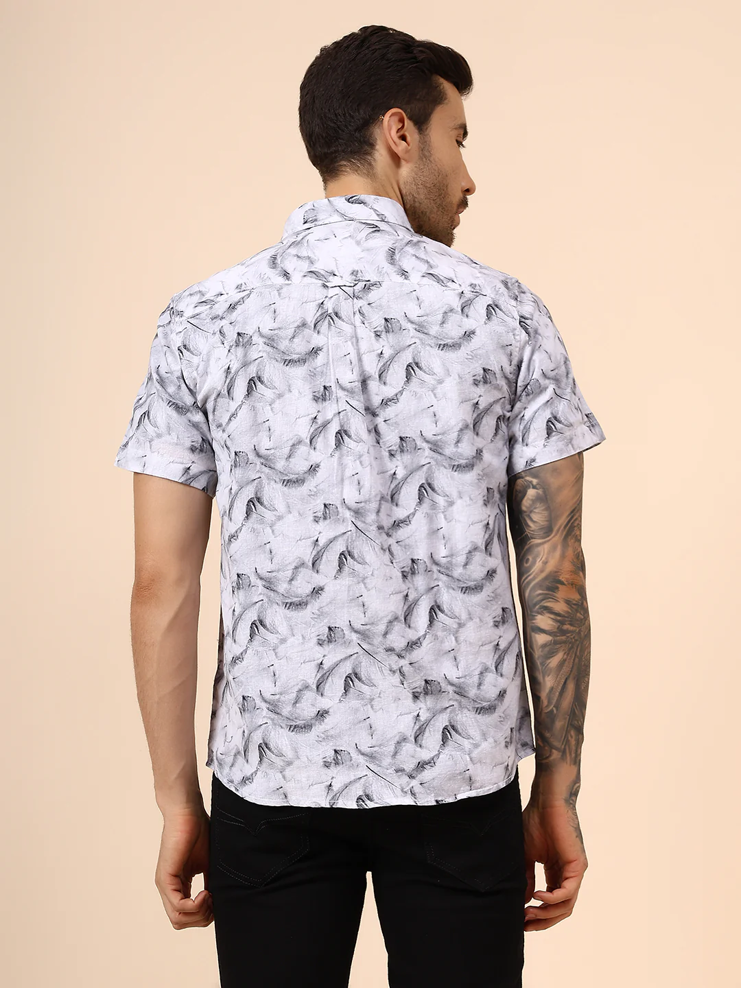 Casual Shirt for Men | Breathable & Soft with Color Fastness Regular Fit Spread Collar Neck Cotton Fabric Printed Pattern - Image 5