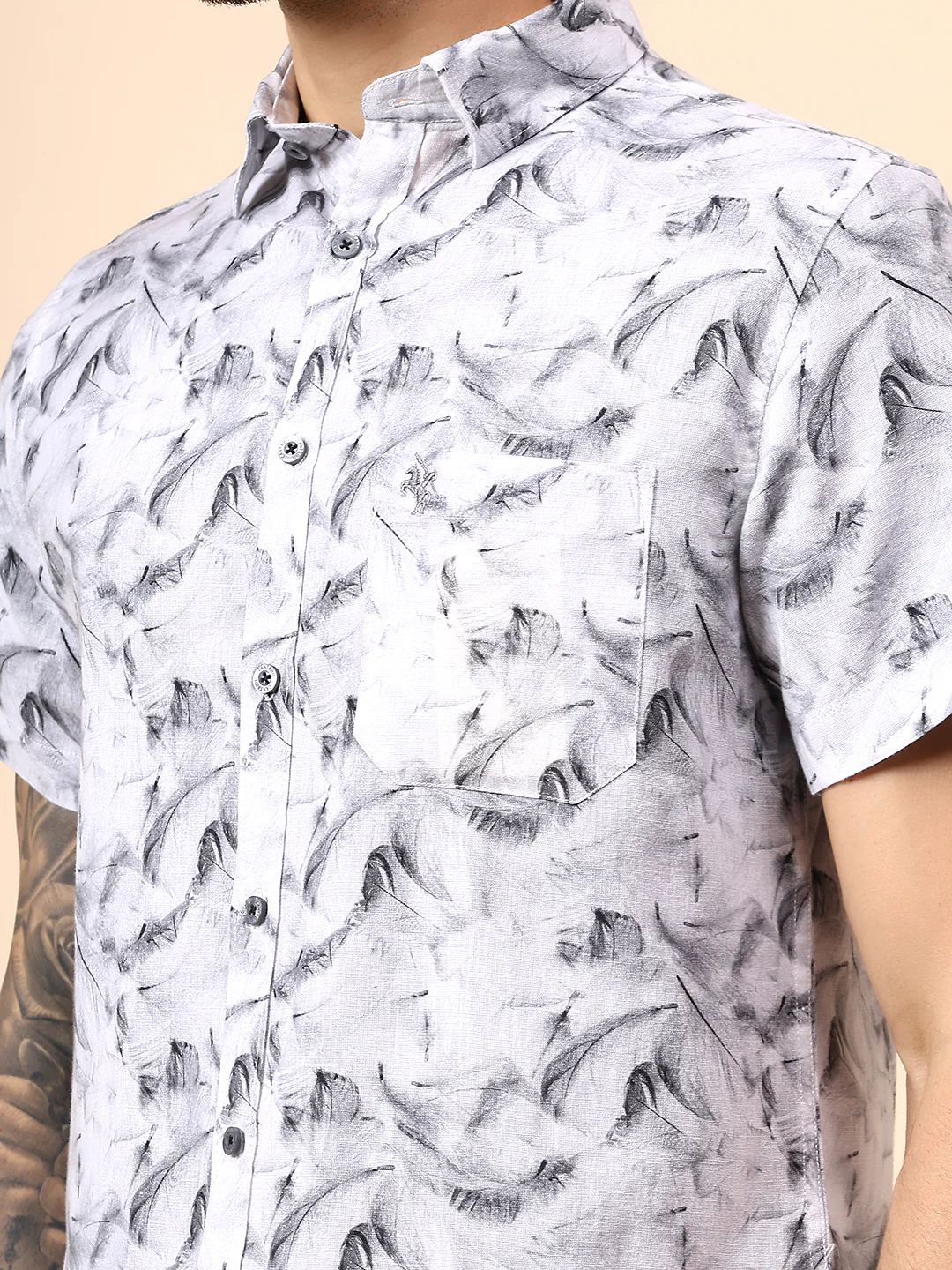Casual Shirt for Men | Breathable & Soft with Color Fastness Regular Fit Spread Collar Neck Cotton Fabric Printed Pattern - Image 6