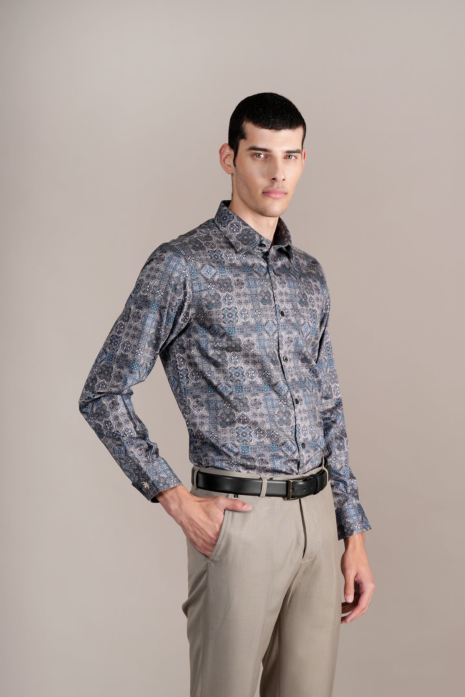 Formal Shirt for Men l Breathable & Soft with Color Fastness Regular Fit Spread Collar Neck Cotton Fabric Printed Pattern - Image 4