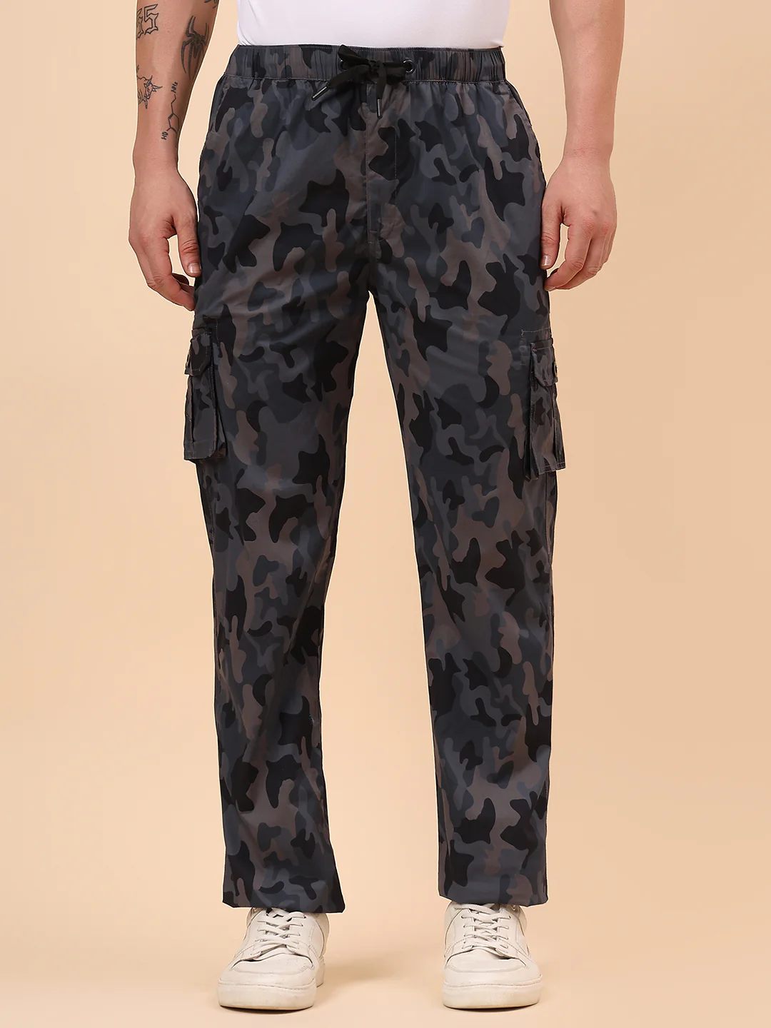 Men's Grey Printed Regular Fit Lower - Image 3