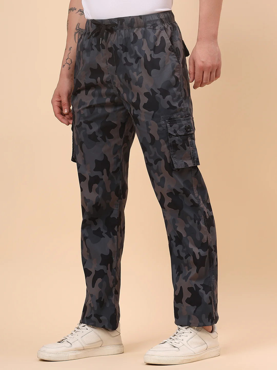 Men's Grey Printed Regular Fit Lower - Image 4
