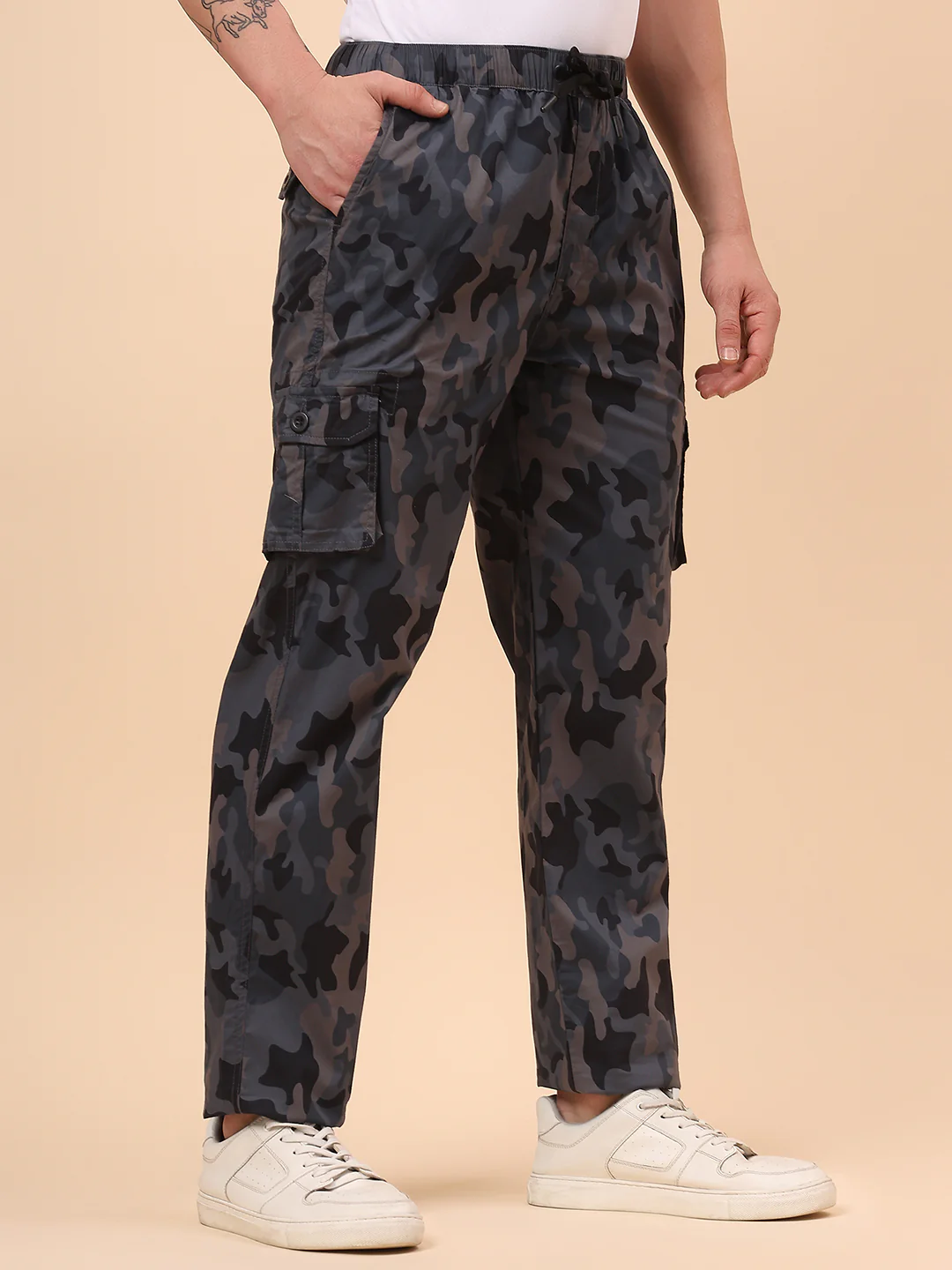 Men's Grey Printed Regular Fit Lower - Image 5