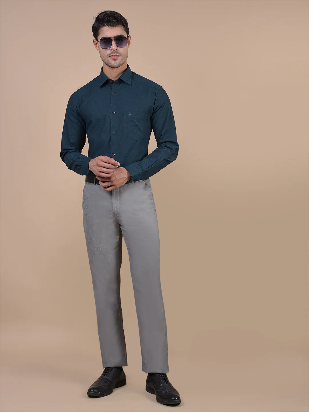 Formal Trouser for Men | Breathable & Soft with Color Fastness Regular Fit Poly Viscose Fabric Self Design Pattern Hook & Eye Closure - Image 7