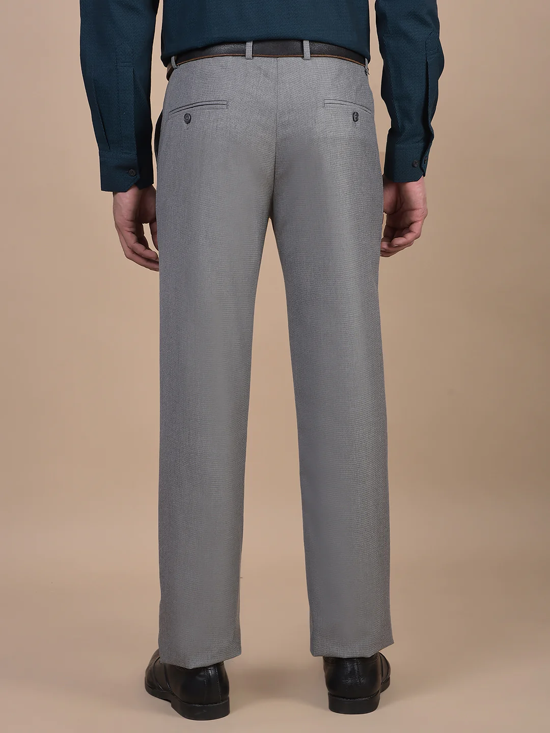 Formal Trouser for Men | Breathable & Soft with Color Fastness Regular Fit Poly Viscose Fabric Self Design Pattern Hook & Eye Closure - Image 8