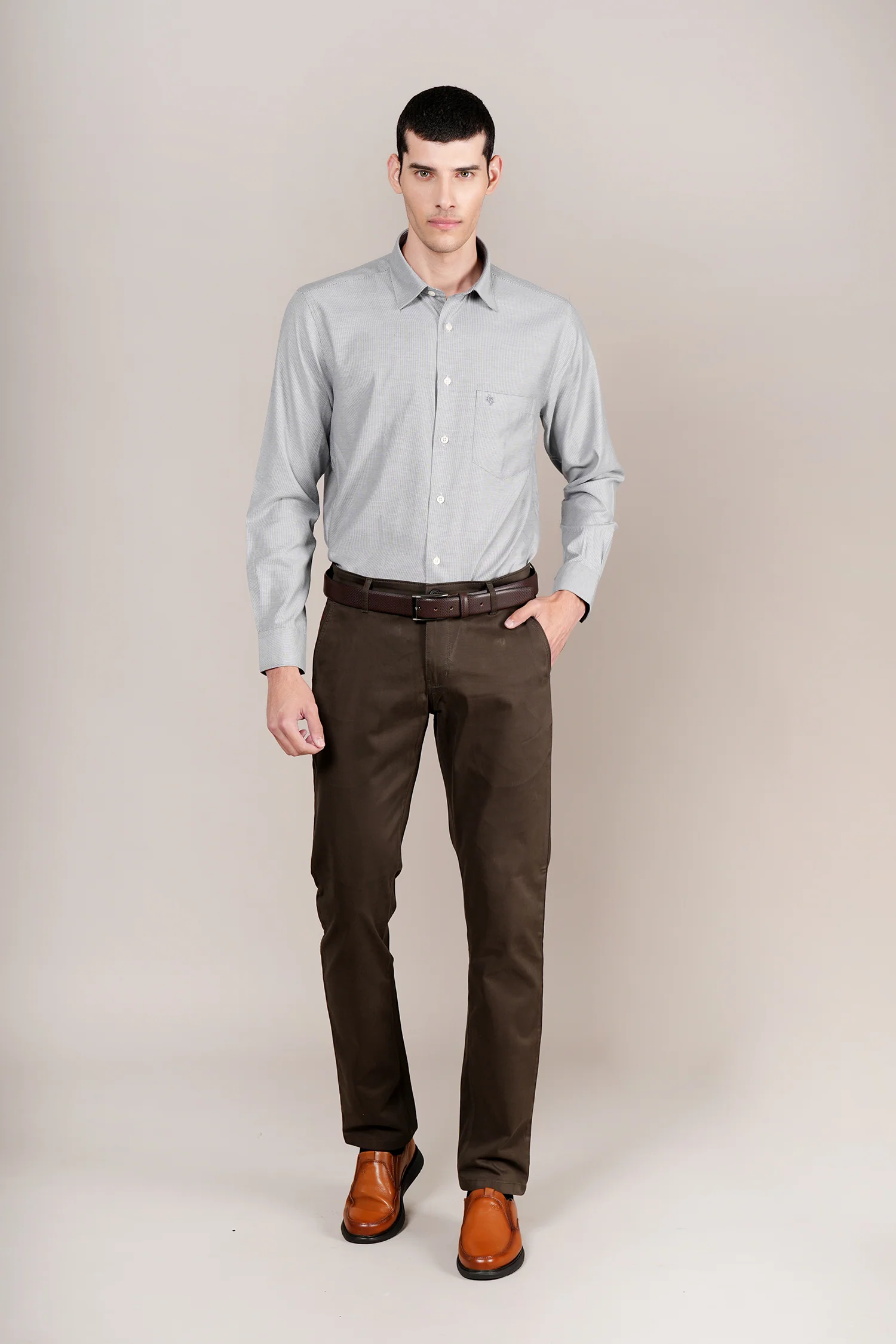 Formal Shirt for Men l Breathable & Soft with Color Fastness Regular Fit Spread Collar Neck Cotton Blend Fabric Self Design Pattern - Image 2