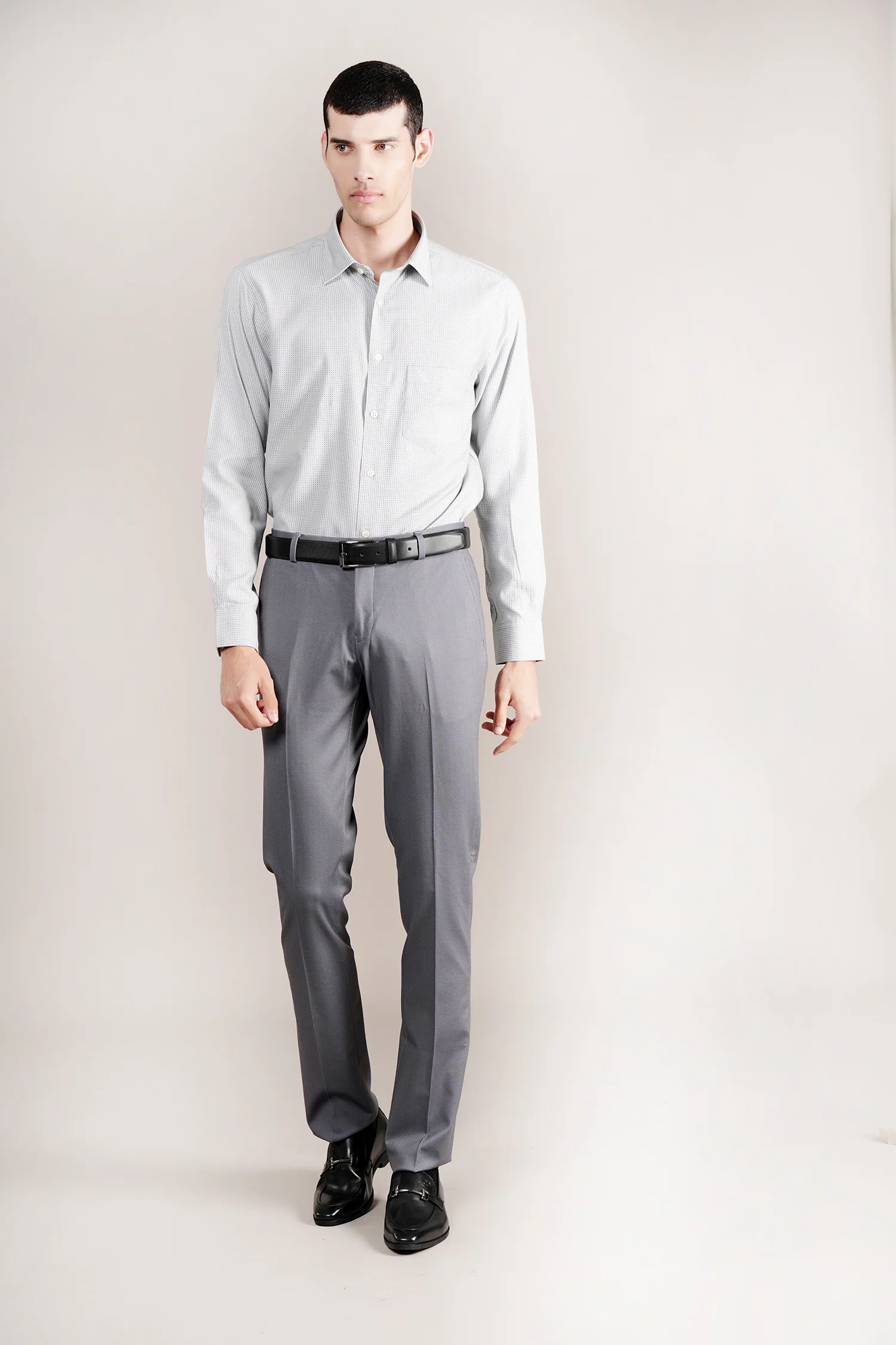 Formal Shirt for Men l Breathable & Soft with Color Fastness Regular Fit Spread Collar Neck Cotton Blend Fabric Self Design Pattern - Image 3