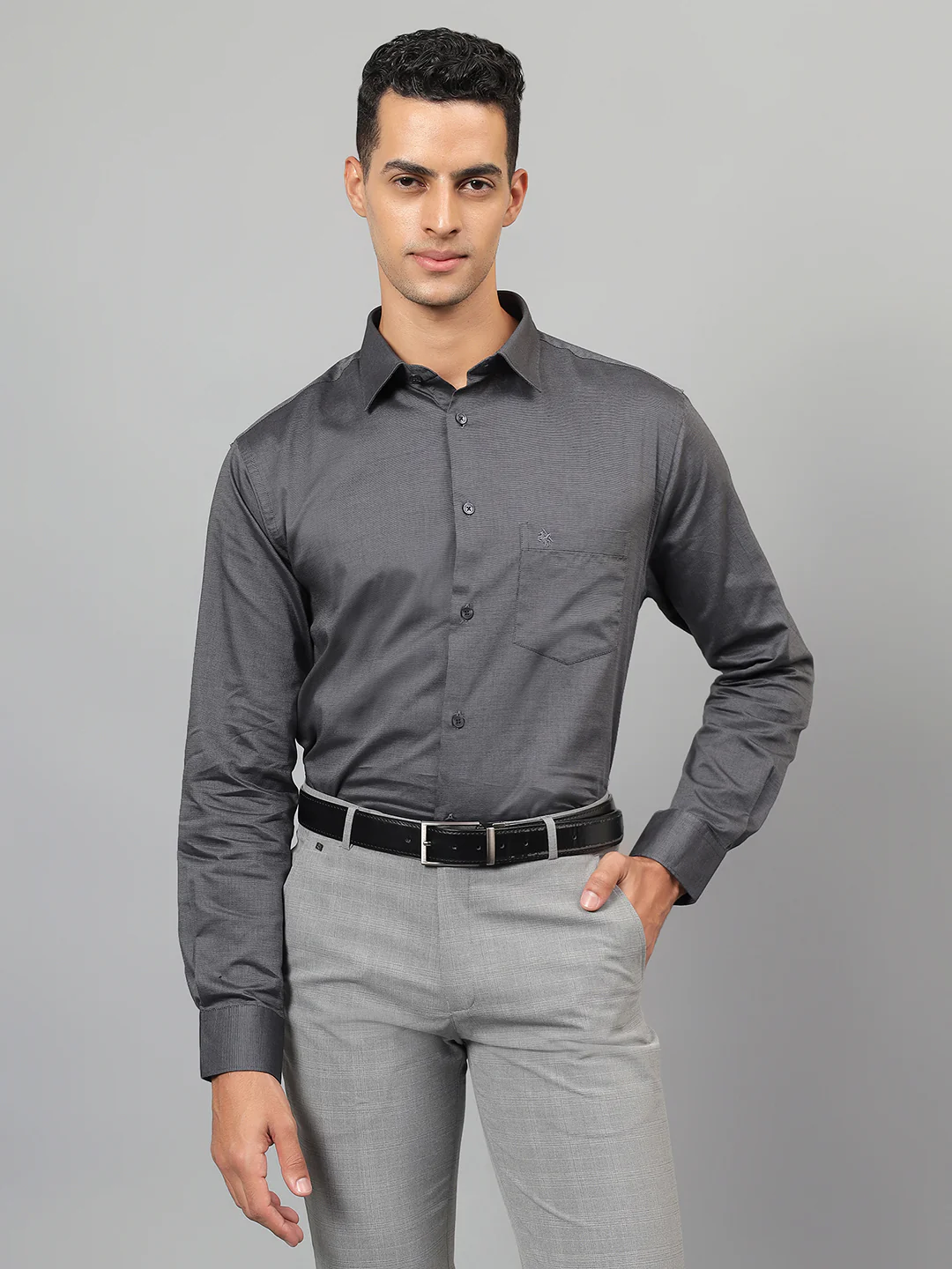 Formal Shirt for Men l Breathable & Soft with Color Fastness Regular Fit Spread Collar Neck Giza Cotton Fabric Self Design Pattern - Image 2