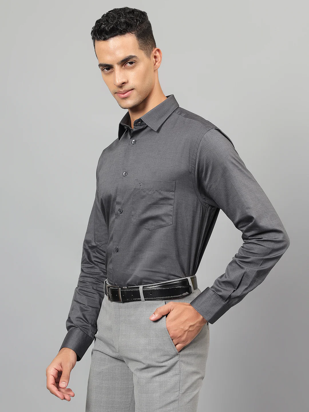 Formal Shirt for Men l Breathable & Soft with Color Fastness Regular Fit Spread Collar Neck Giza Cotton Fabric Self Design Pattern - Image 4