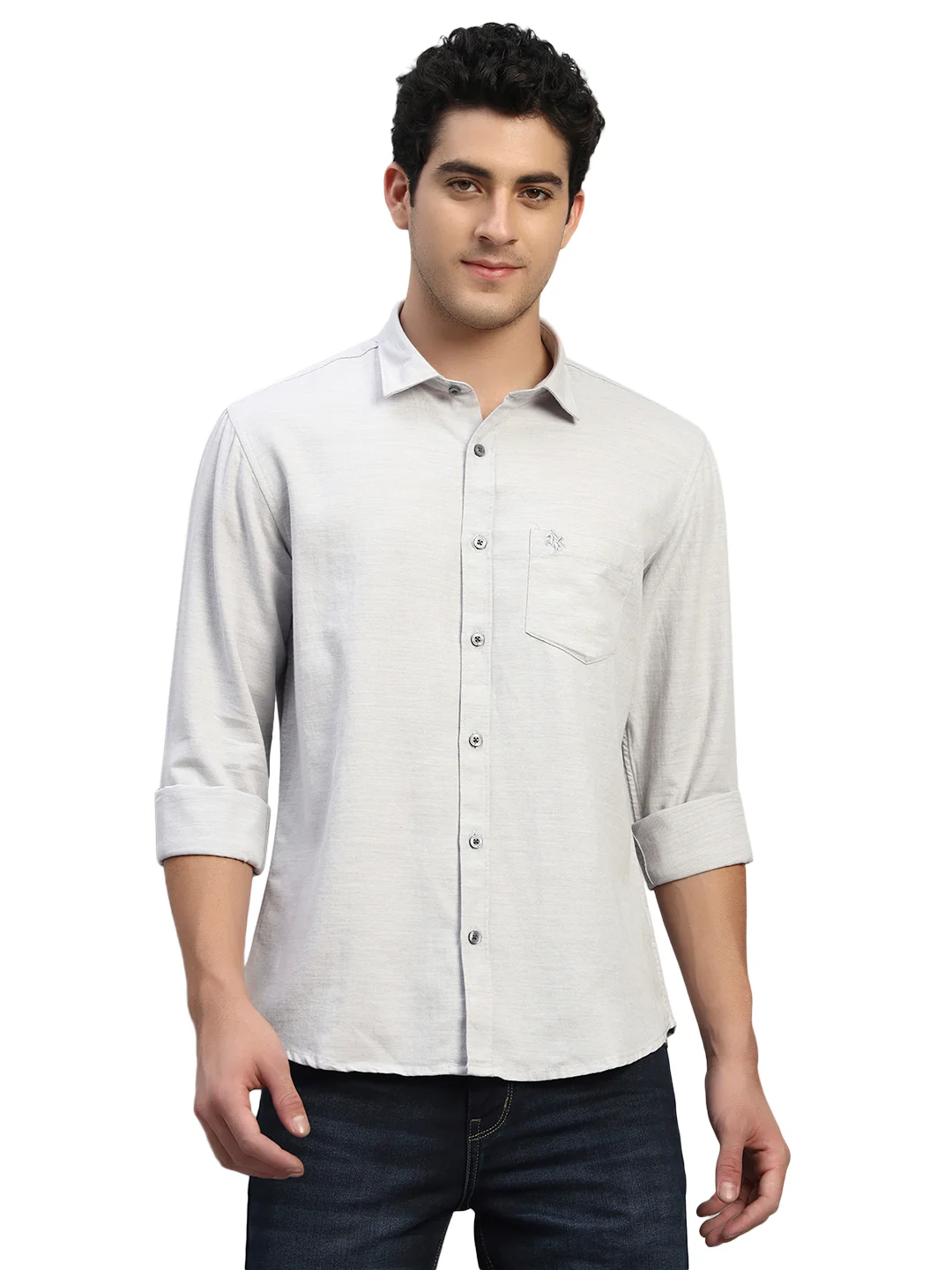 Casual Shirt for Men | Breathable & Soft with Color Fastness Regular Fit Spread Collar Neck Cotton Blend Fabric Self Design Pattern - Image 3