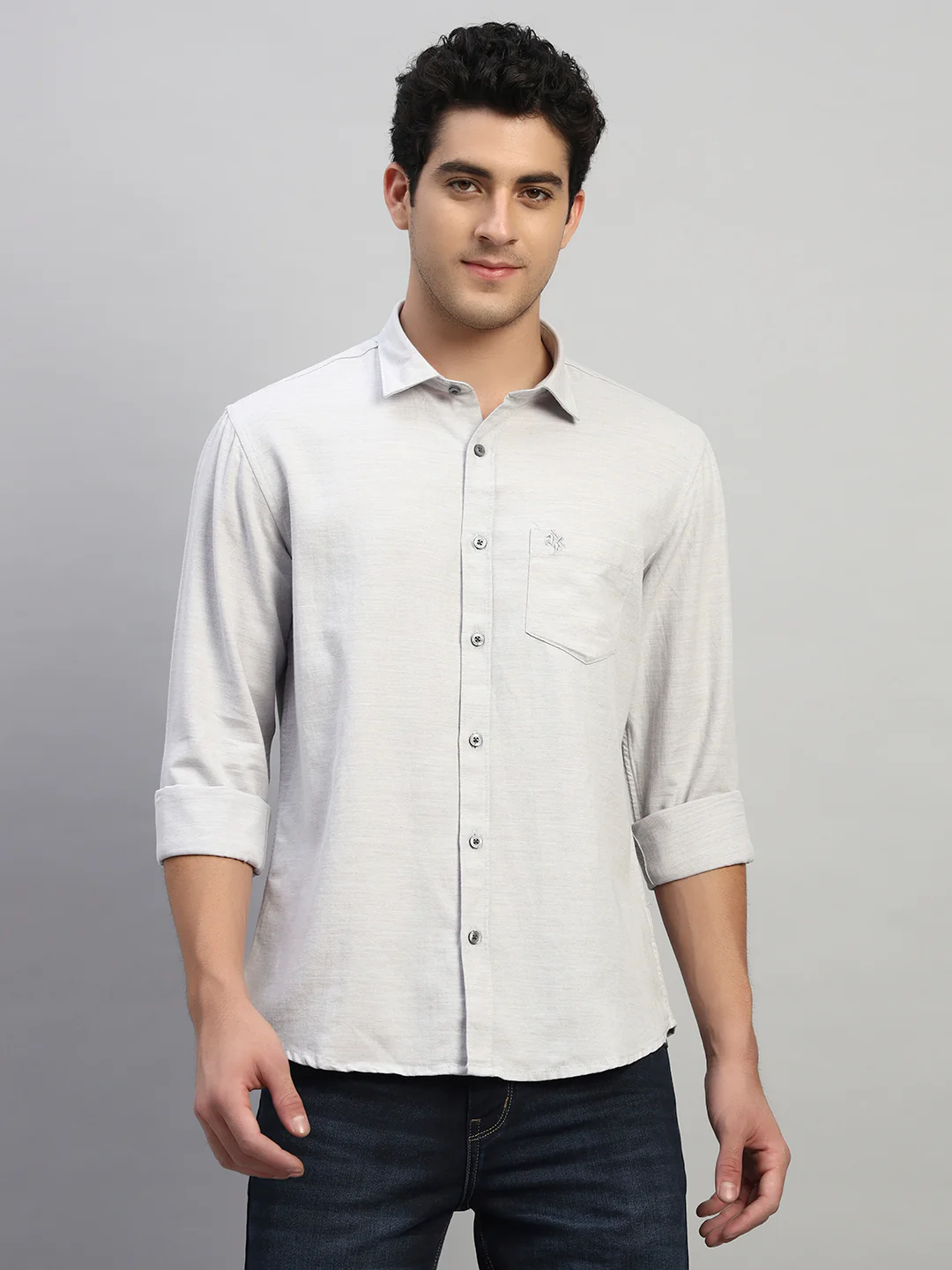 Casual Shirt for Men | Breathable & Soft with Color Fastness Regular Fit Spread Collar Neck Cotton Blend Fabric Self Design Pattern - Image 4
