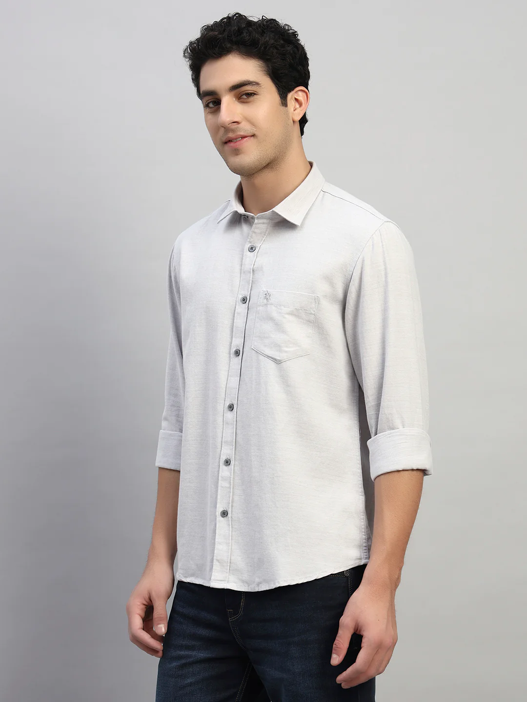 Casual Shirt for Men | Breathable & Soft with Color Fastness Regular Fit Spread Collar Neck Cotton Blend Fabric Self Design Pattern - Image 5