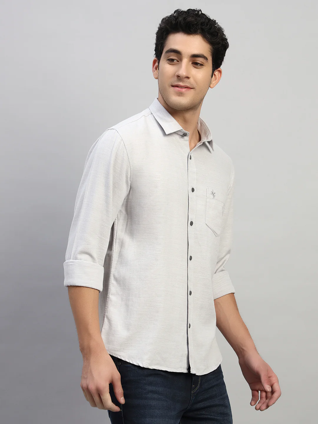 Casual Shirt for Men | Breathable & Soft with Color Fastness Regular Fit Spread Collar Neck Cotton Blend Fabric Self Design Pattern - Image 6