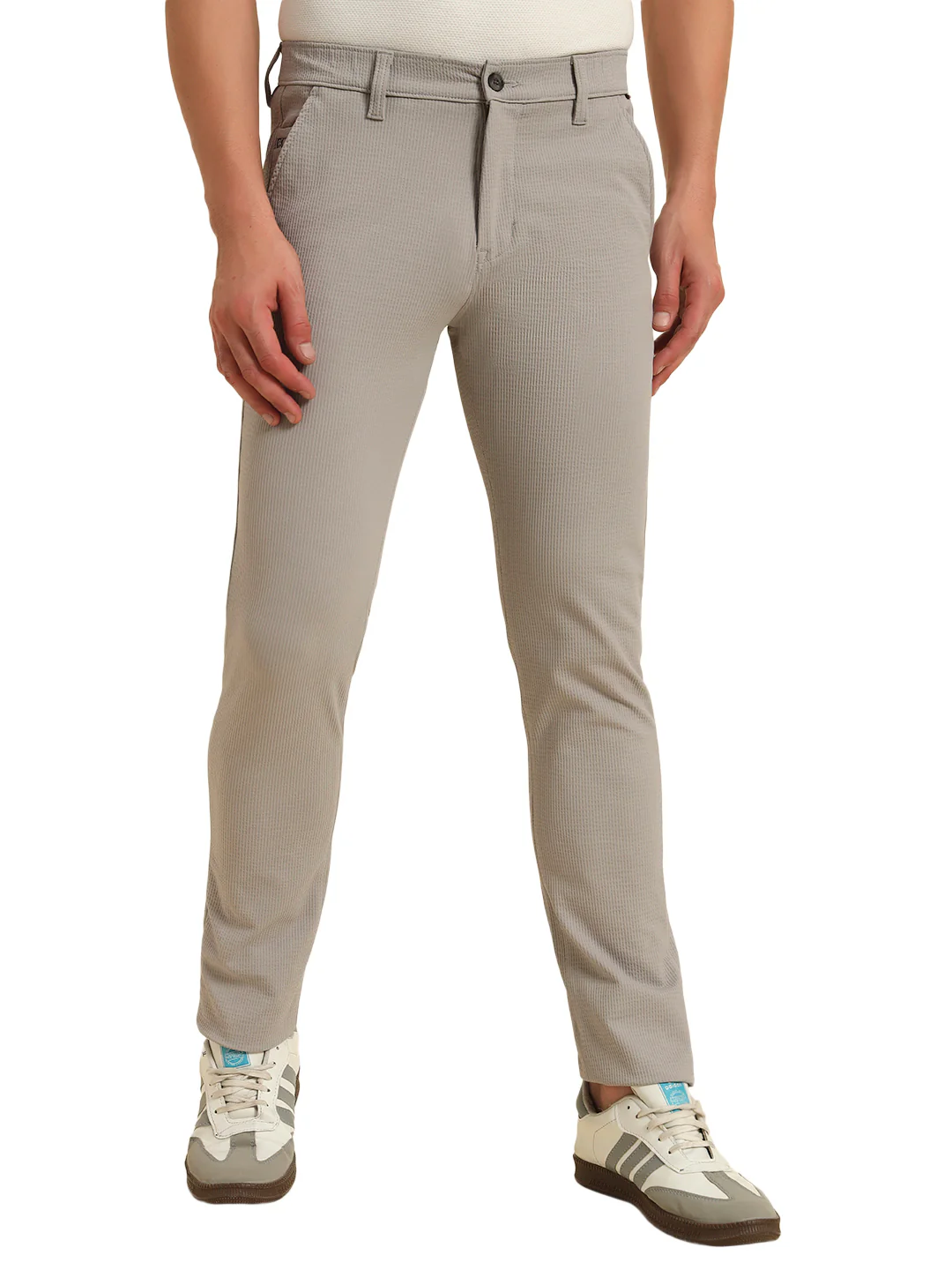 Casual Trouser for Men | Breathable & Soft with Color Fastness Regular Fit Polyester Fabric Self Design Pattern Button Closure - Image 4
