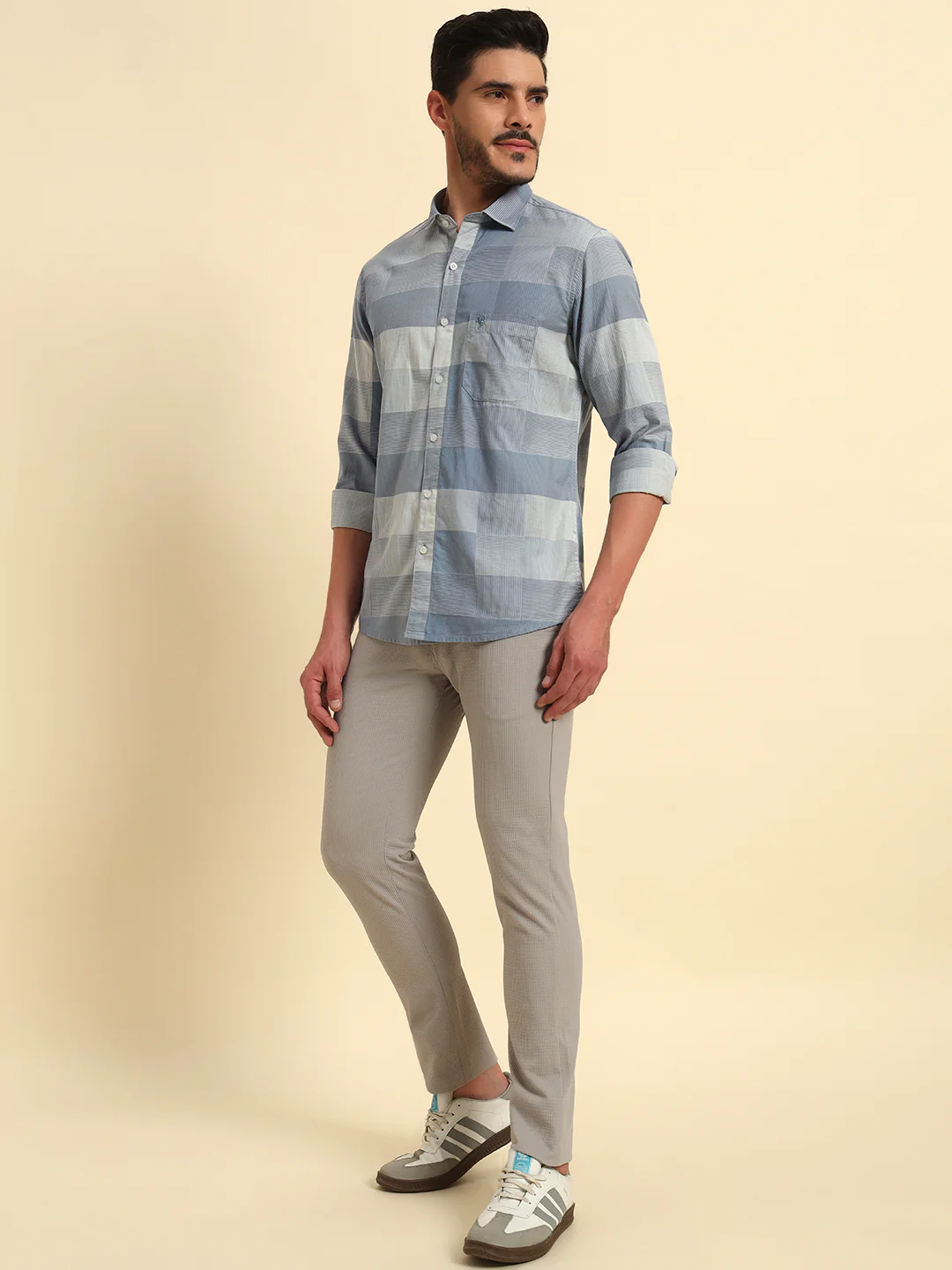 Casual Trouser for Men | Breathable & Soft with Color Fastness Regular Fit Polyester Fabric Self Design Pattern Button Closure - Image 9