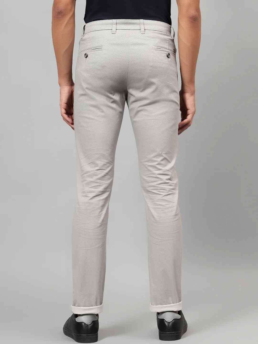 Casual Trouser for Men | Breathable & Soft with Color Fastness Regular Fit Cotton Blend Fabric Self Design Pattern Button Closure - Image 5