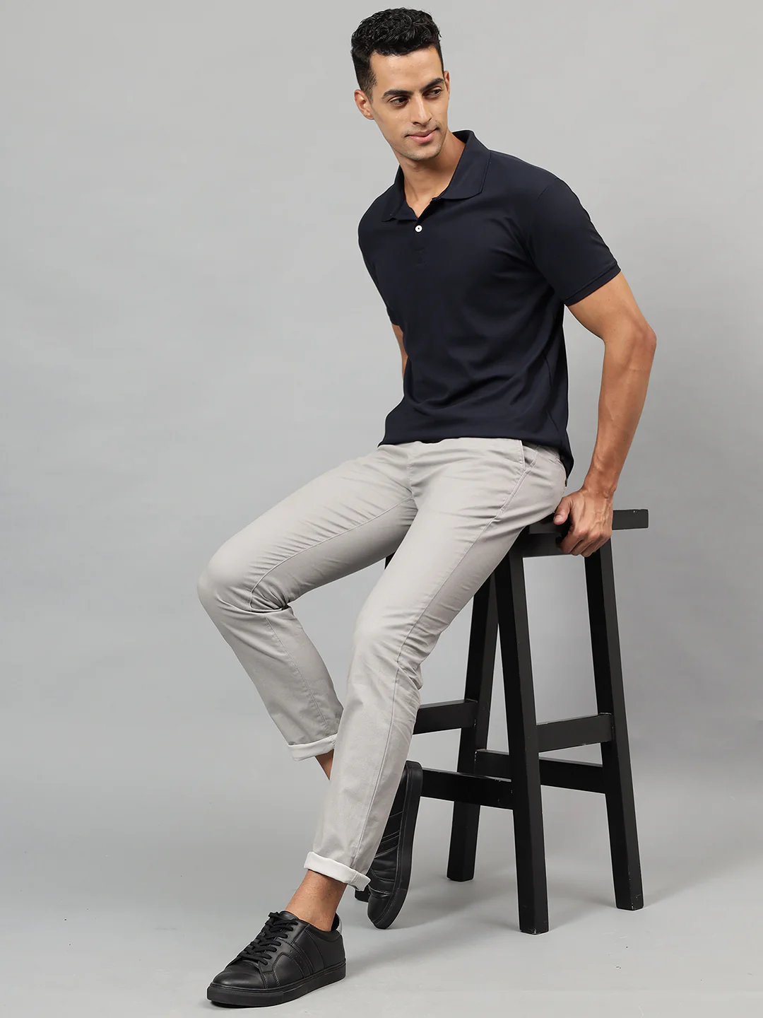 Casual Trouser for Men | Breathable & Soft with Color Fastness Regular Fit Cotton Blend Fabric Self Design Pattern Button Closure - Image 6