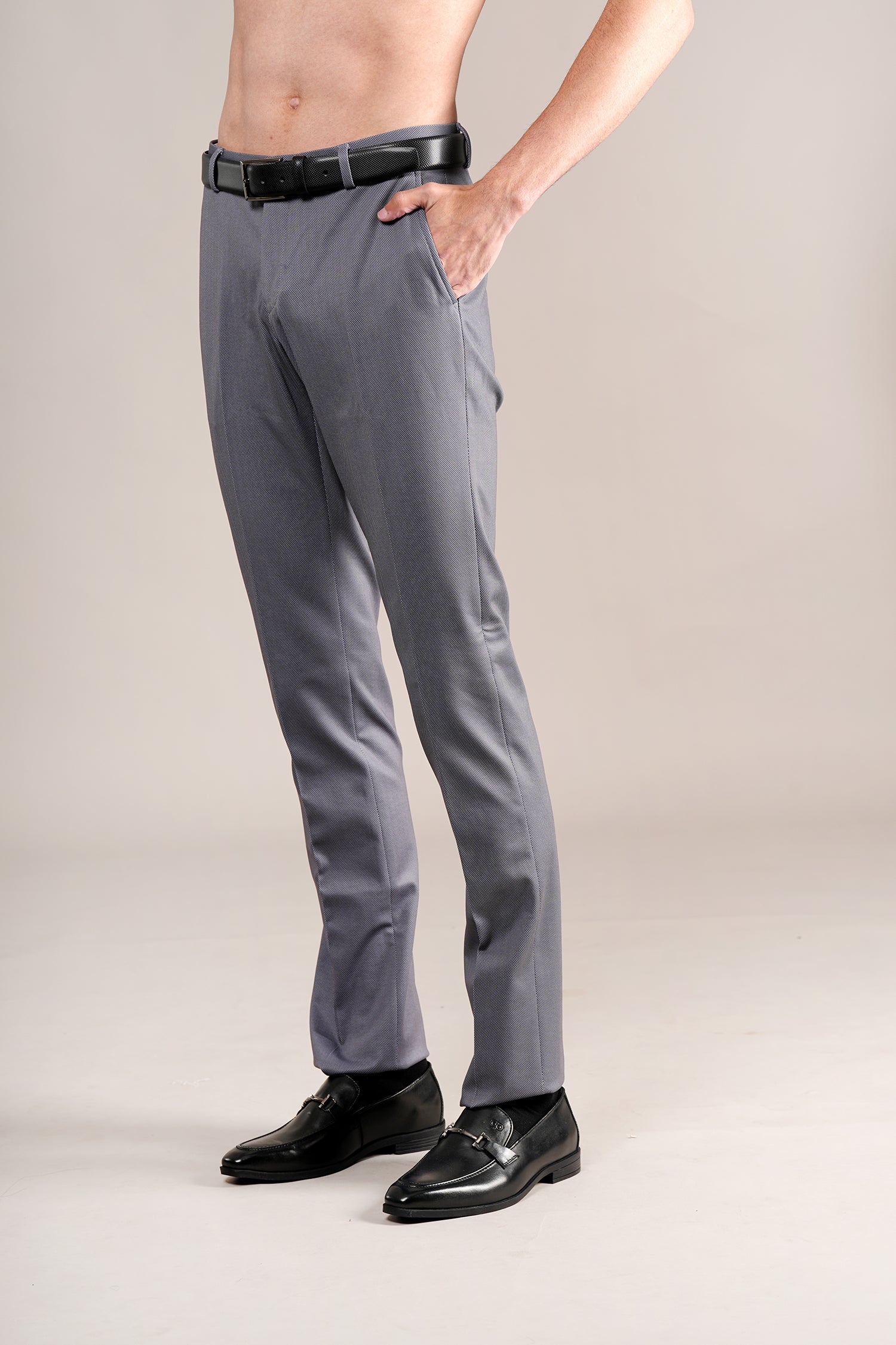 Formal Trouser for Men | Breathable & Soft with Color Fastness Regular Fit Terry Rayon Fabric Self Design Pattern Hook & Eye Closure - Image 4