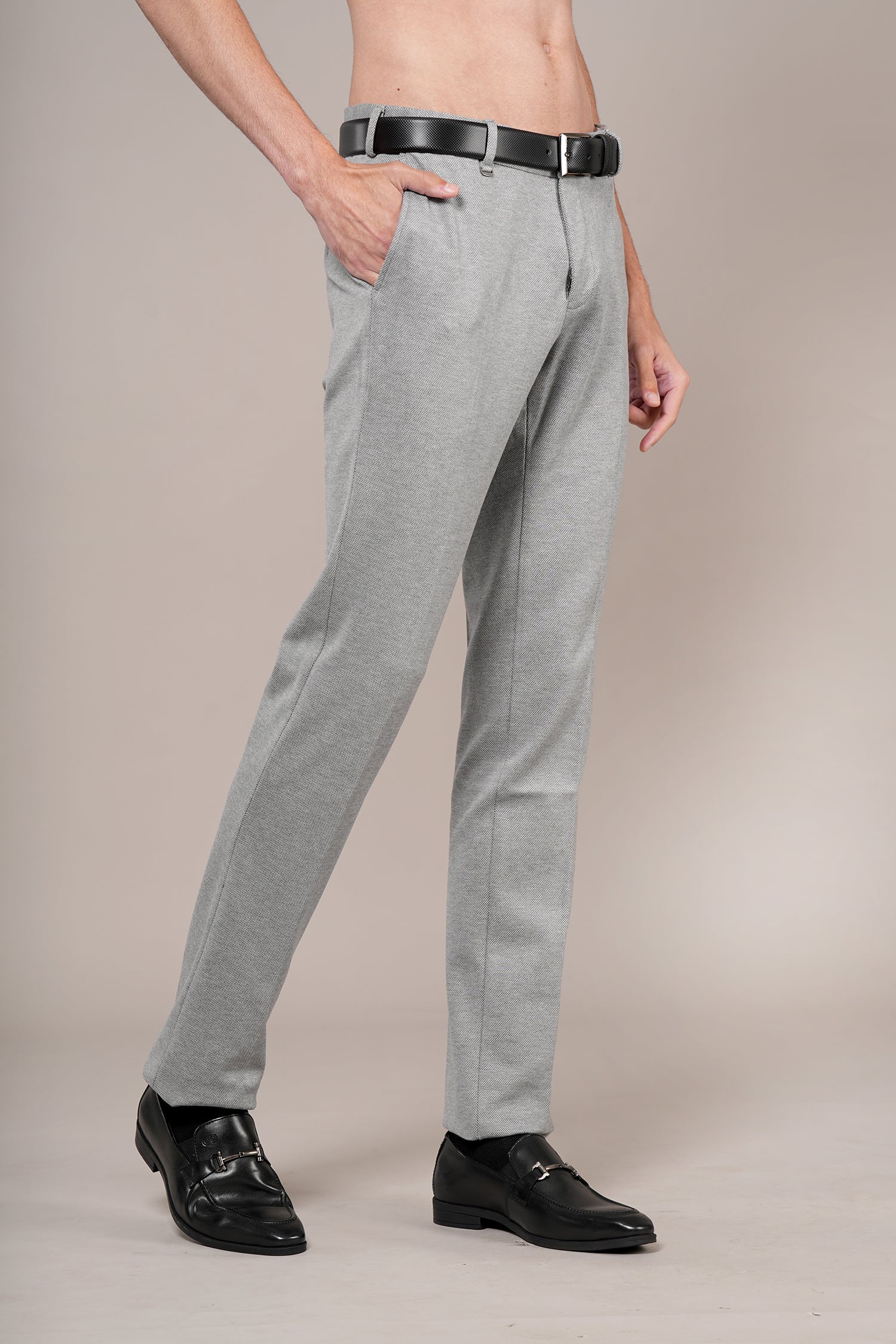 Formal Trouser for Men | Breathable & Soft with Color Fastness Regular Fit Rayon Fabric Self Design Pattern Hook & Eye Closure - Image 4