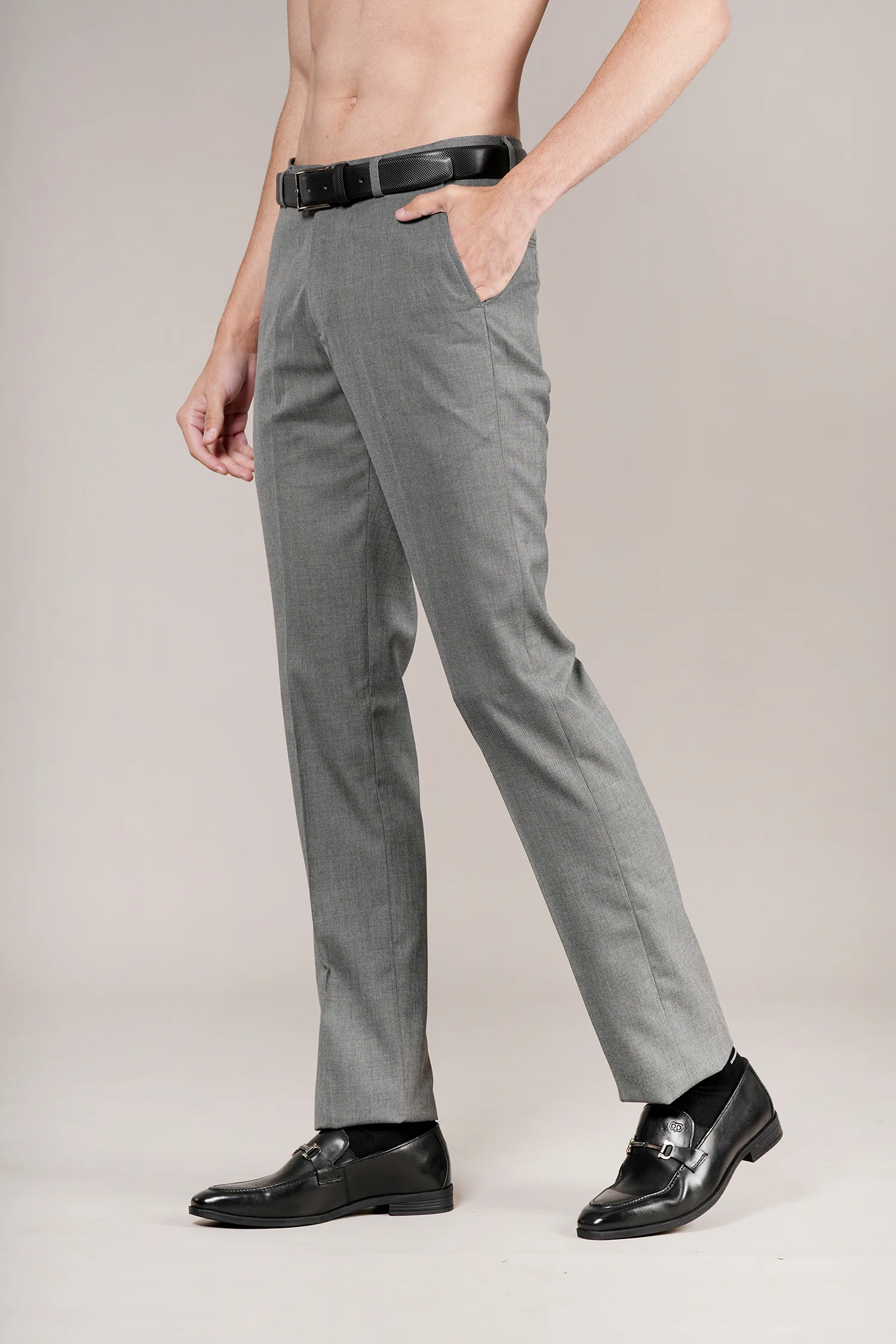 Formal Trouser for Men | Breathable & Soft with Color Fastness Regular Fit Poly Viscose Fabric Self Design Pattern Hook & Eye Closure - Image 5